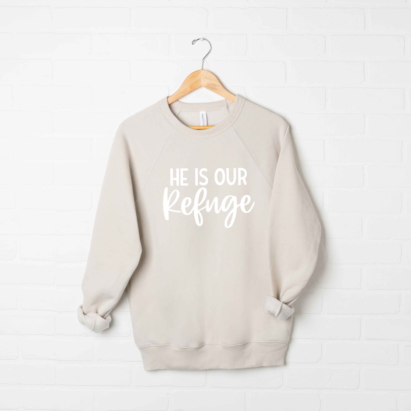 He Is Our Refuge | Bella Canvas Premium Sweatshirt