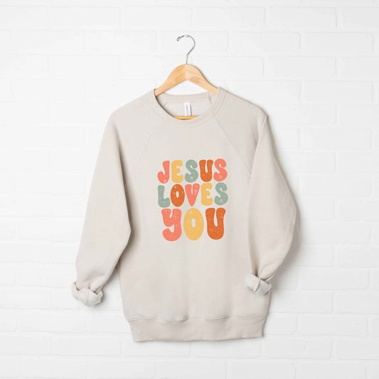 Jesus Loves You Colorful | Bella Canvas Premium Sweatshirt