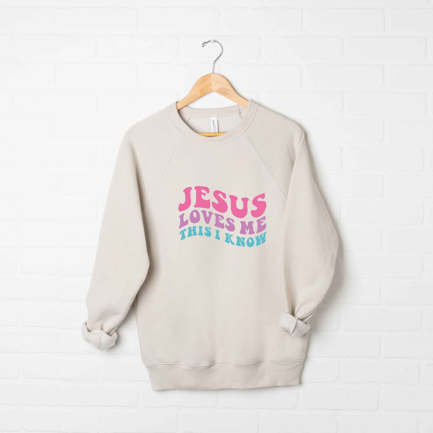 Jesus Loves Me This I Know Wavy | Bella Canvas Premium Sweatshirt