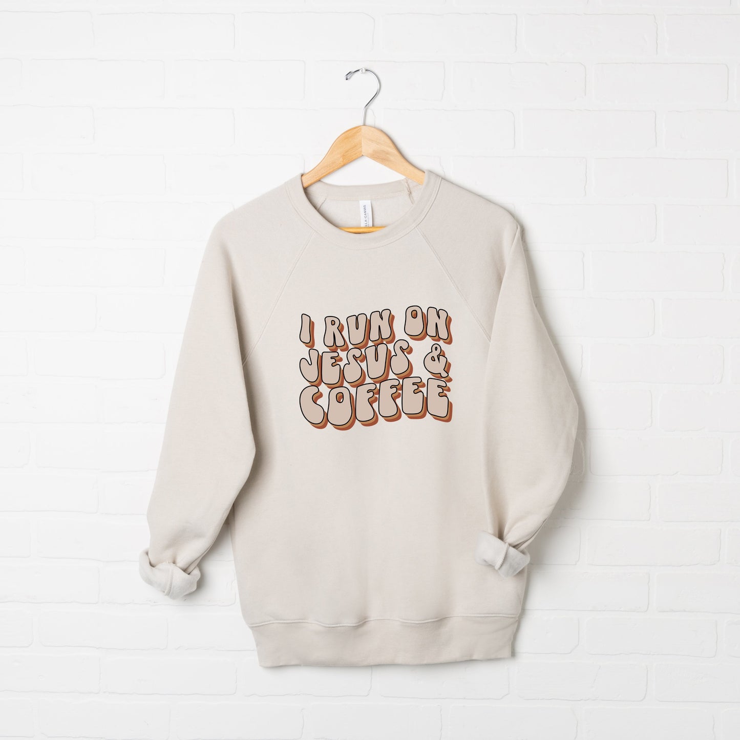 I Run On Coffee And Jesus Retro | Bella Canvas Premium Sweatshirt