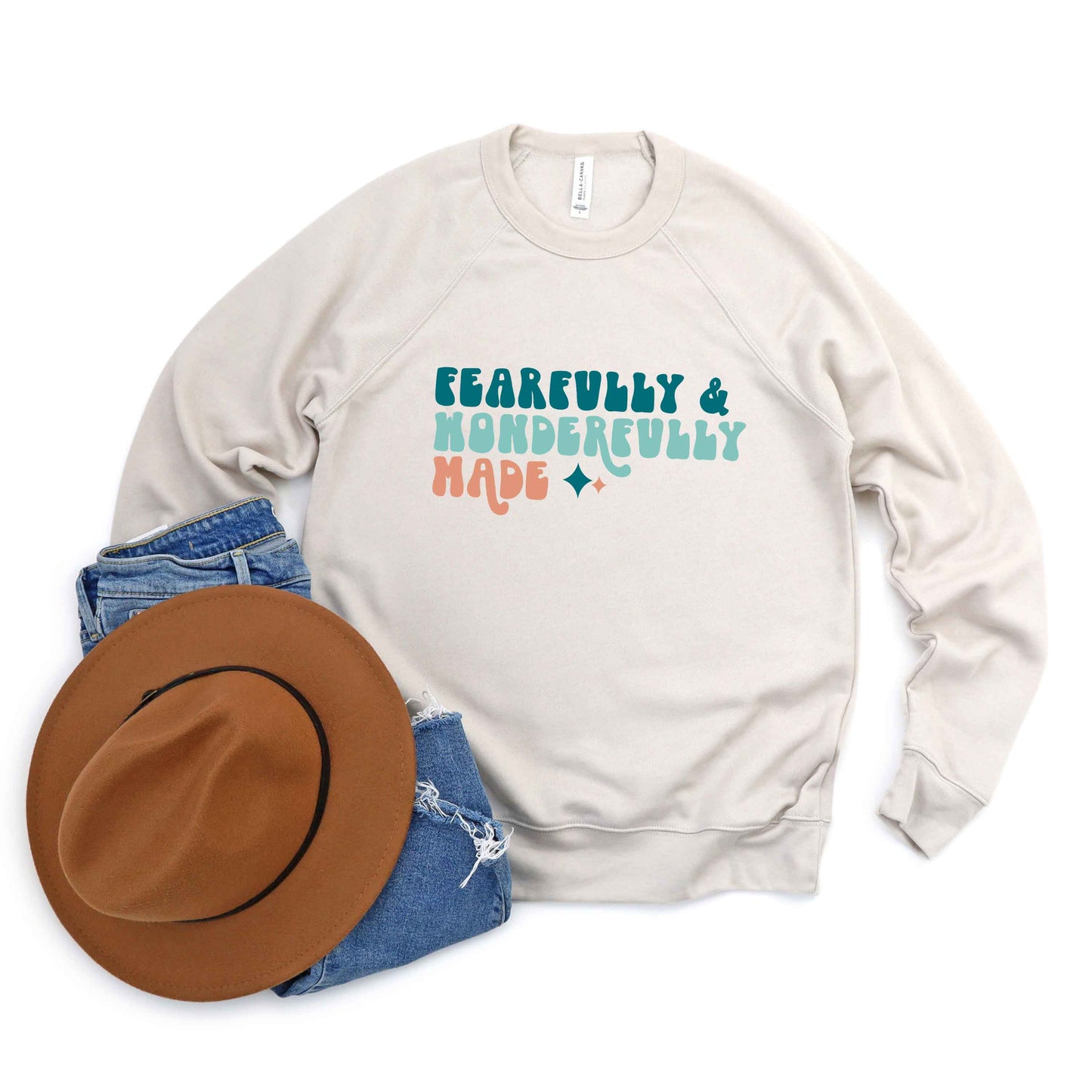 Fearfully And Wonderfully Made Colorful | Bella Canvas Premium Sweatshirt