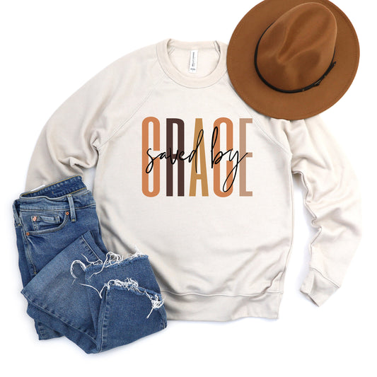 Saved By Grace Cursive | Bella Canvas Sweatshirt