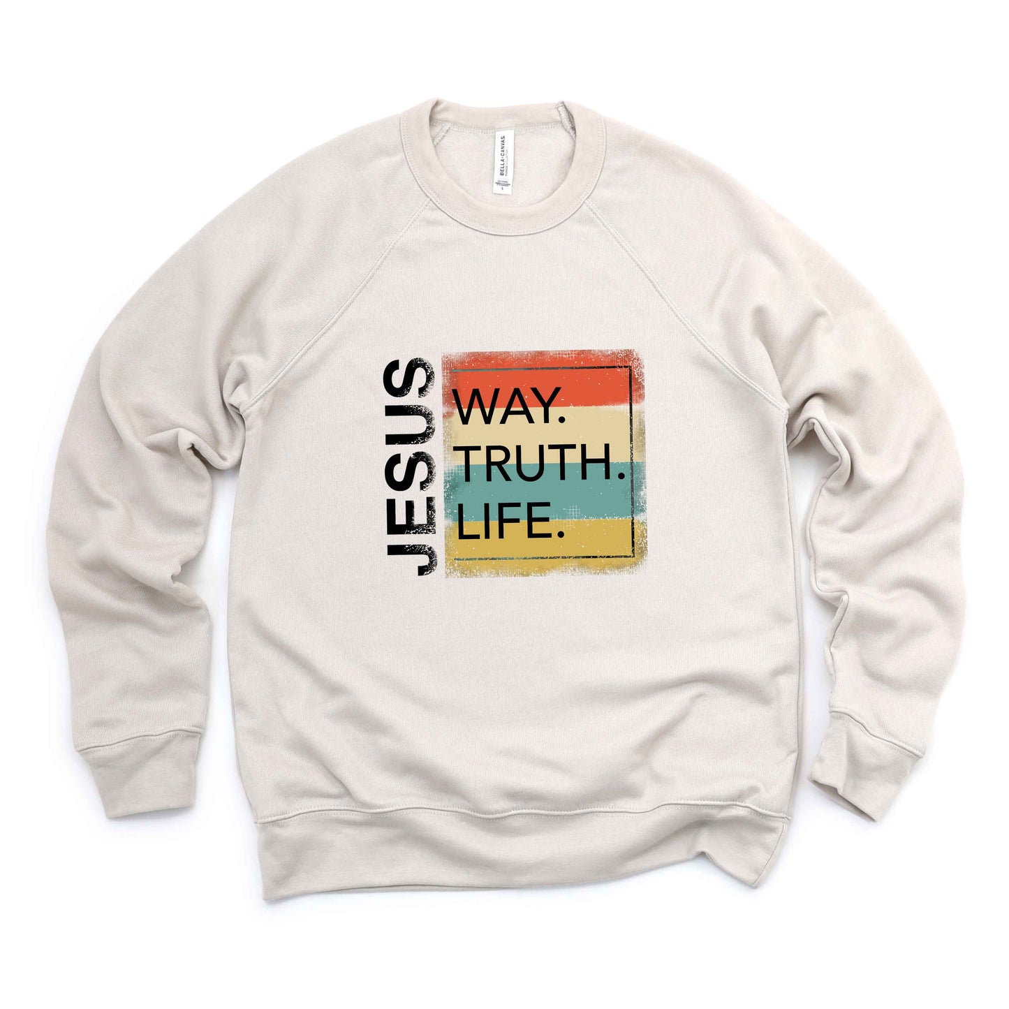 Jesus Way Truth Life Colorful | Bella Canvas Premium Sweatshirt