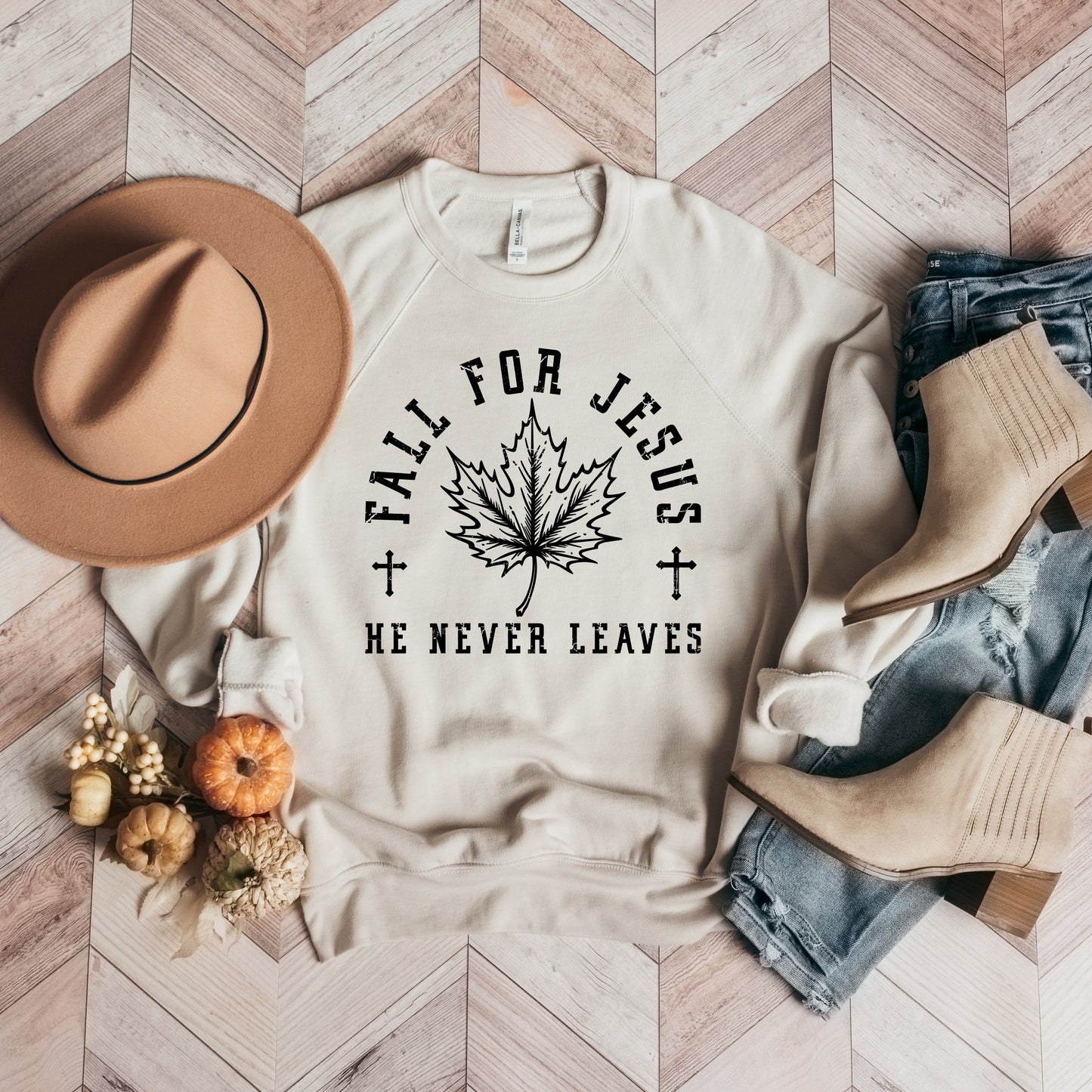 Fall For Jesus Leaf | Bella Canvas Sweatshirt
