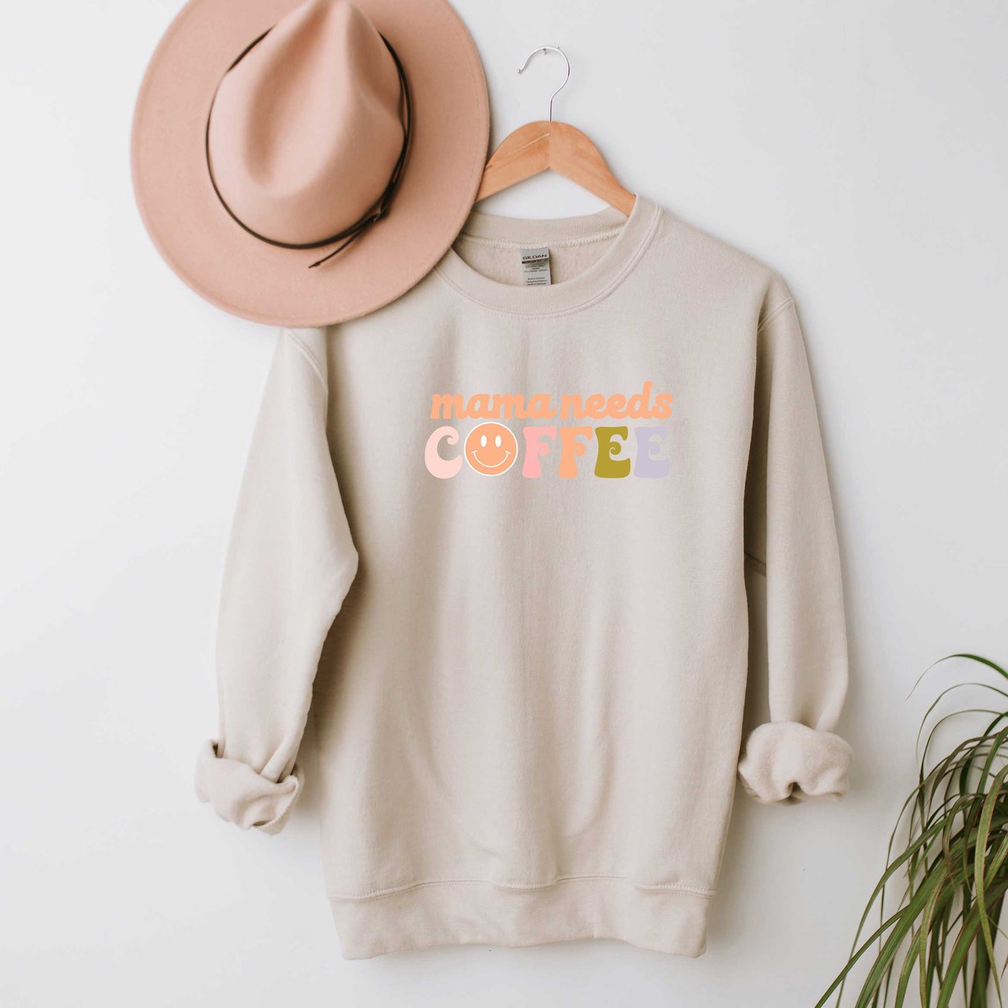 Mama Needs Coffee Smiley Face | Sweatshirt