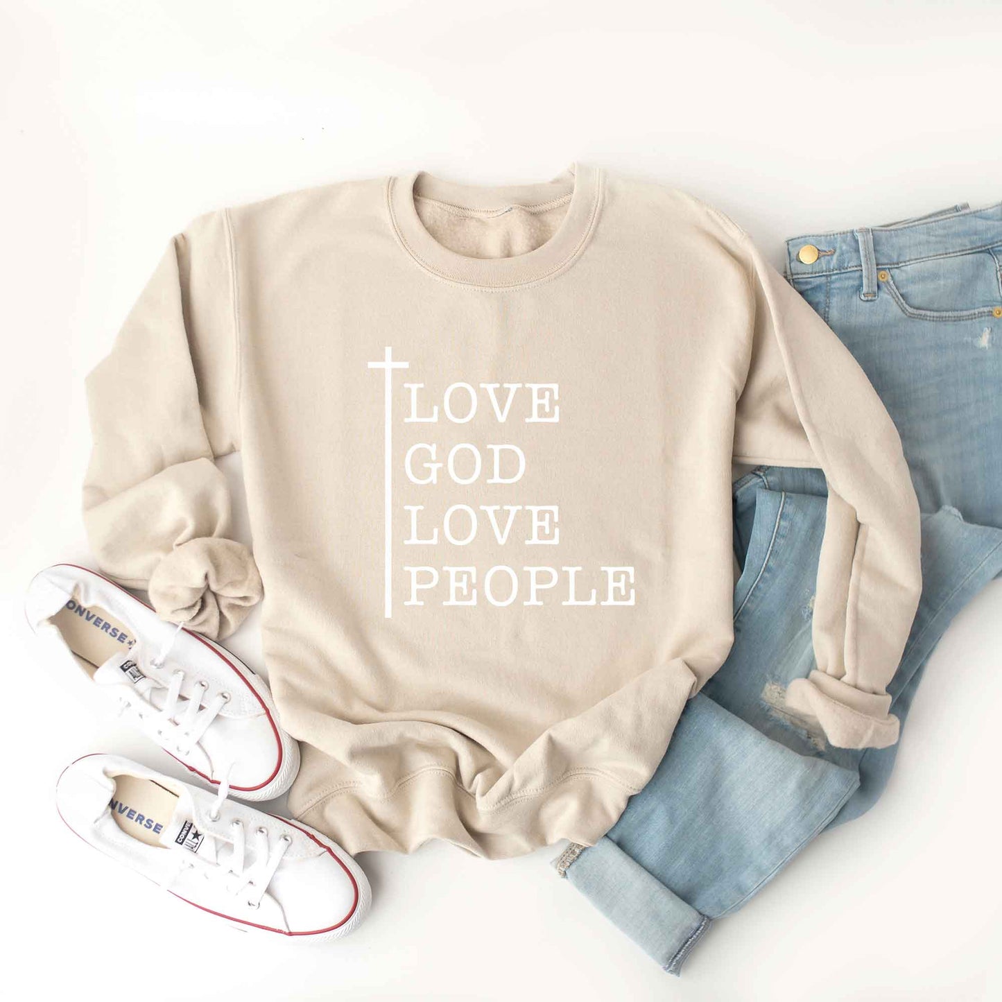 Love God Love People Cross | Sweatshirt