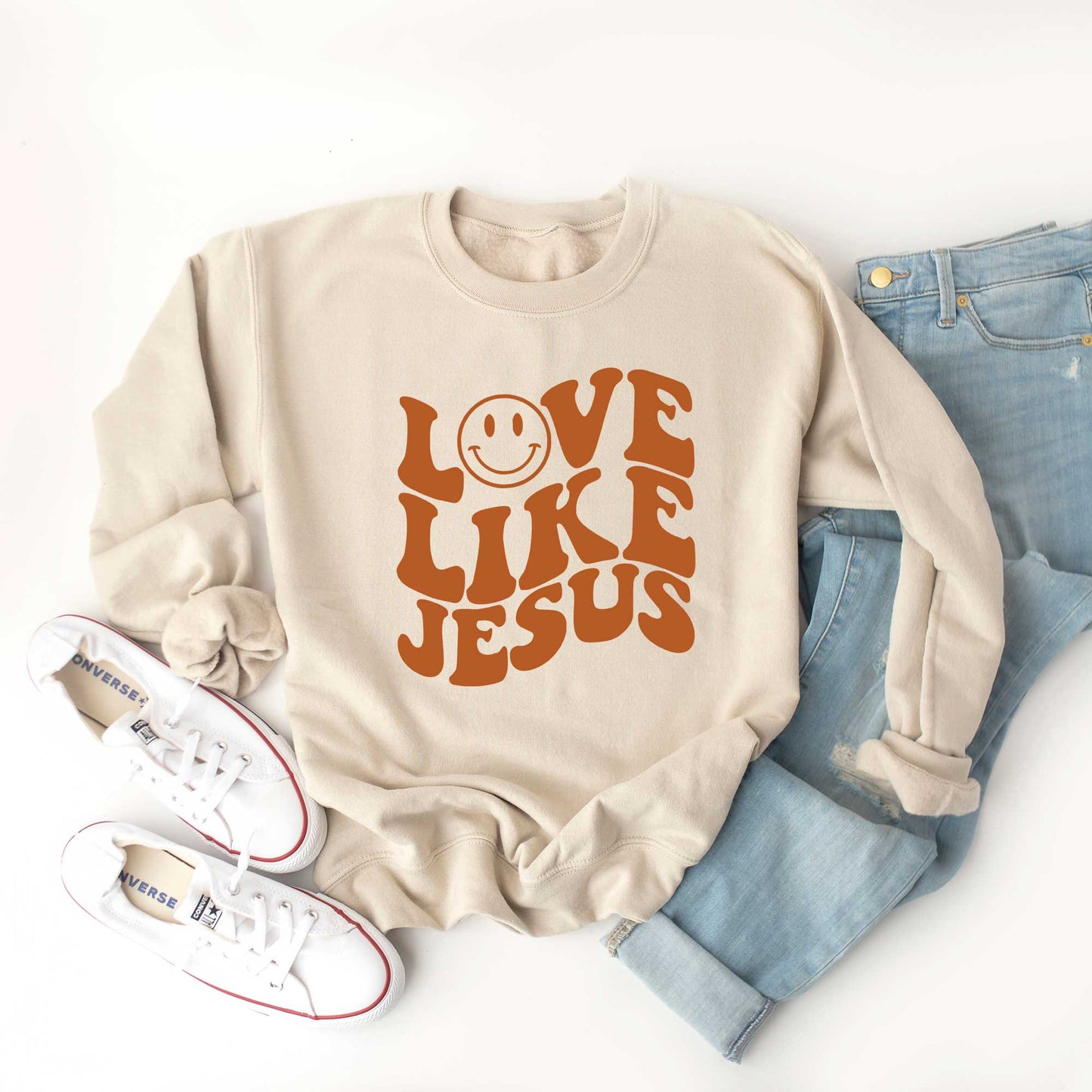 Love Like Jesus Smiley Face | Sweatshirt