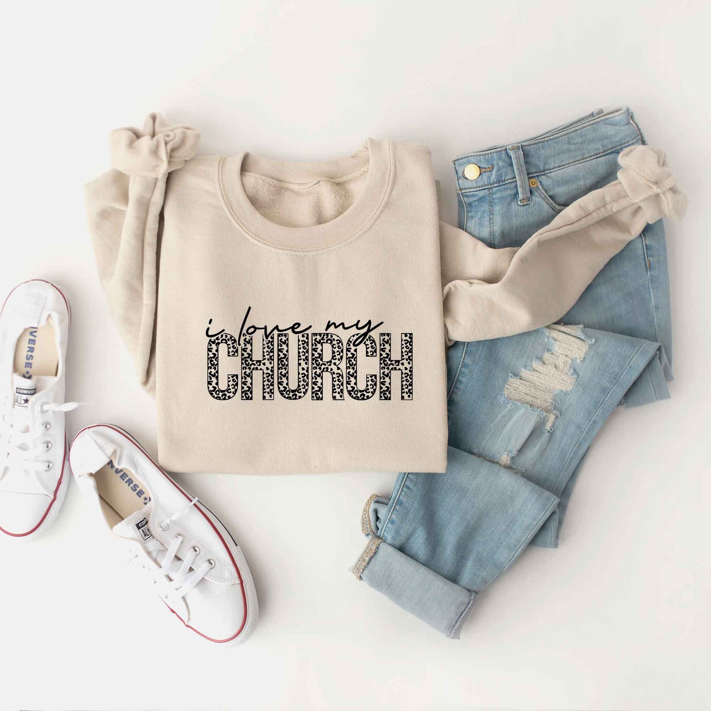 I Love My Church Leopard | Sweatshirt