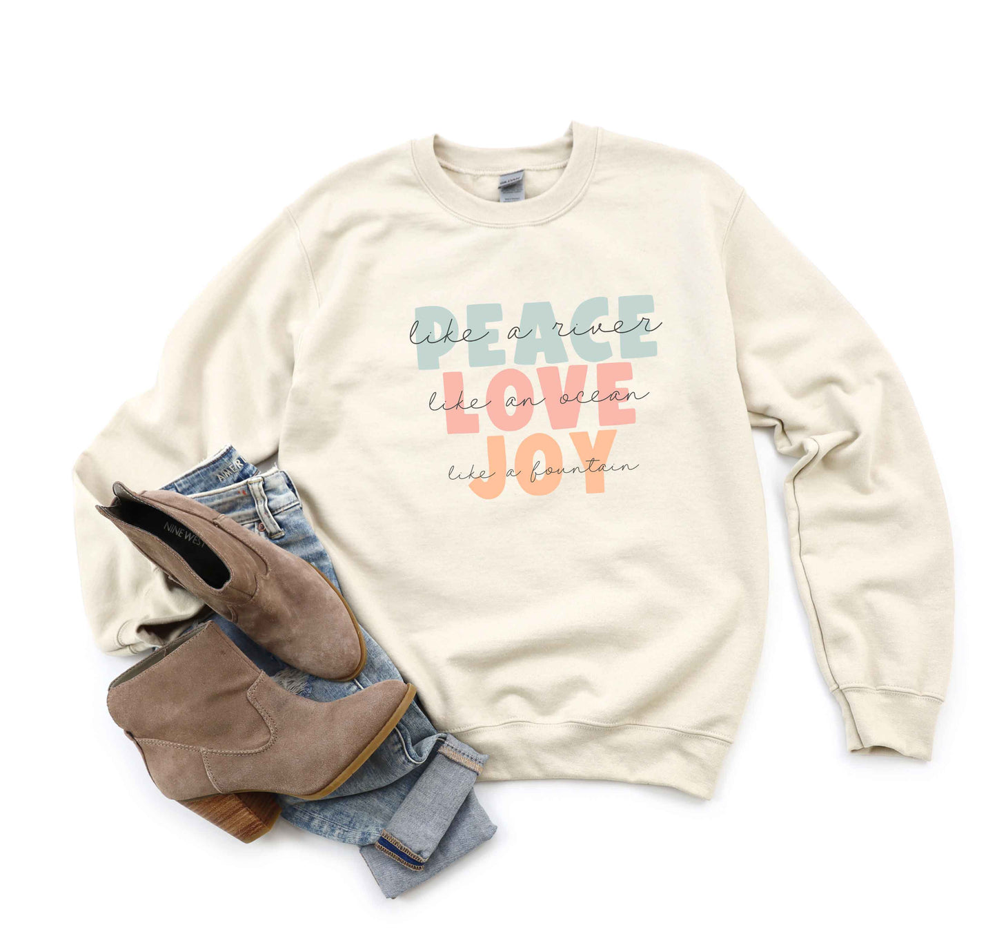 Peace Love Joy Colorful With Scripture | Sweatshirt