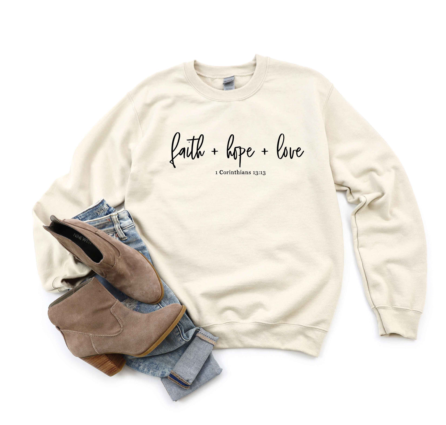 Faith Hope Love Scripture | Sweatshirt