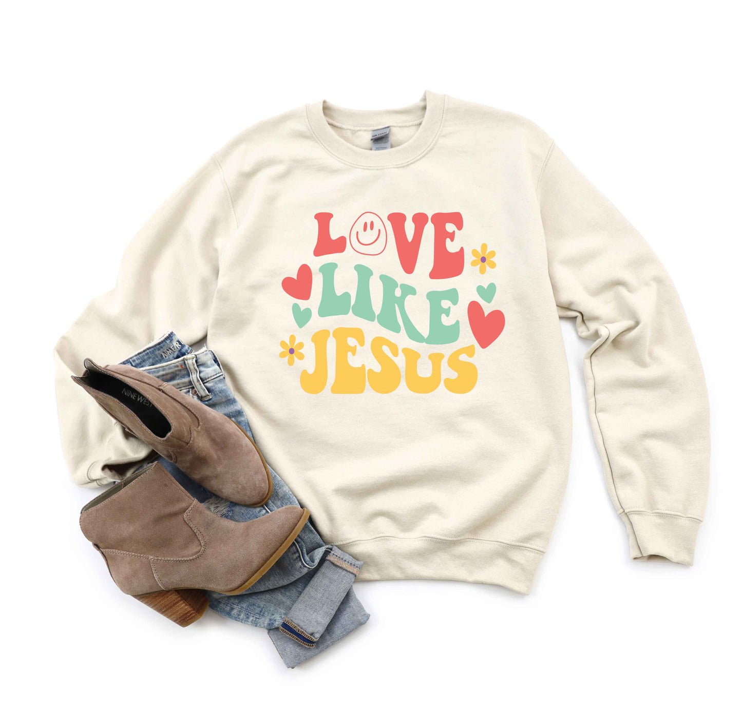 Love Like Jesus Retro Flowers | Sweatshirt