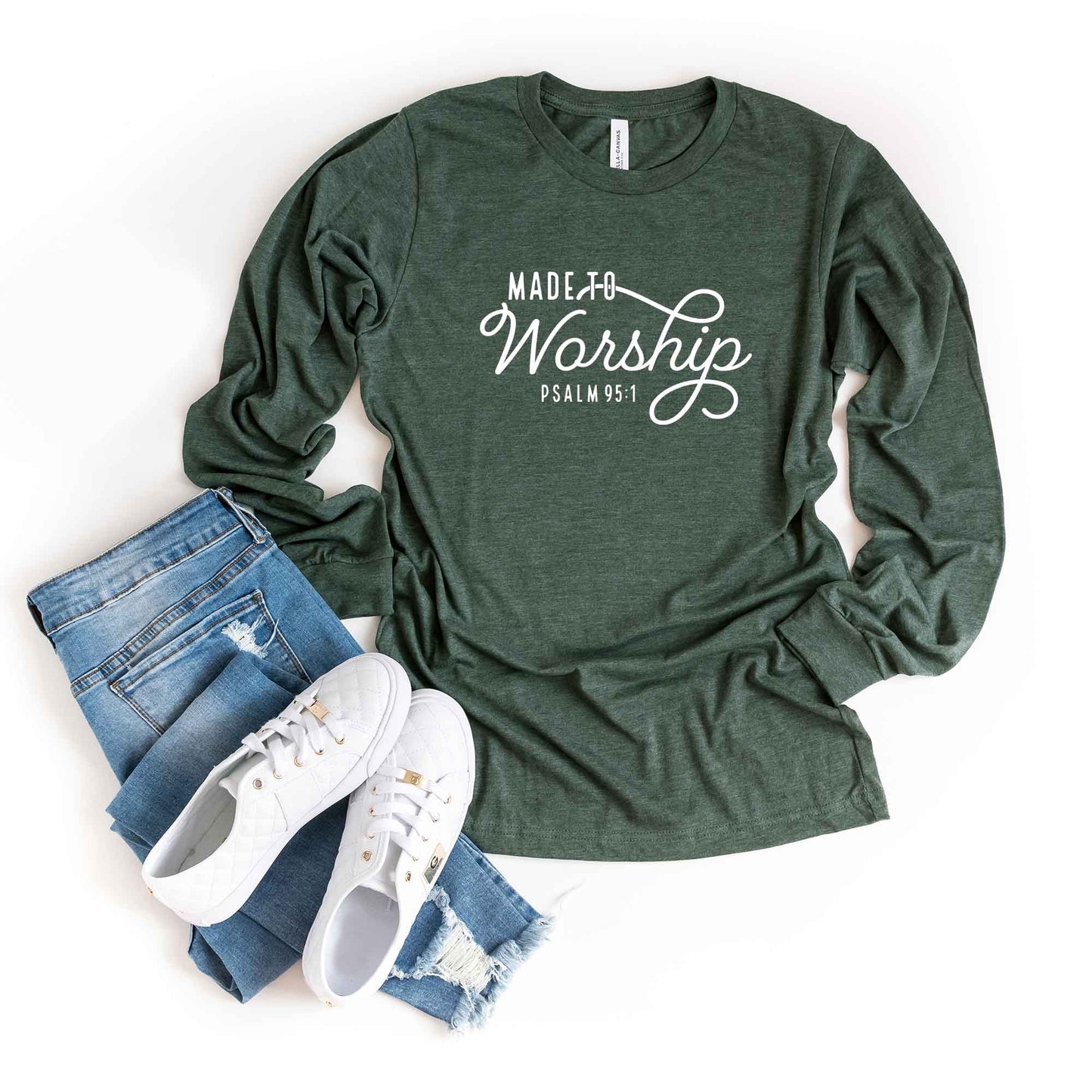 Made To Worship Scripture | Long Sleeve Crew Neck