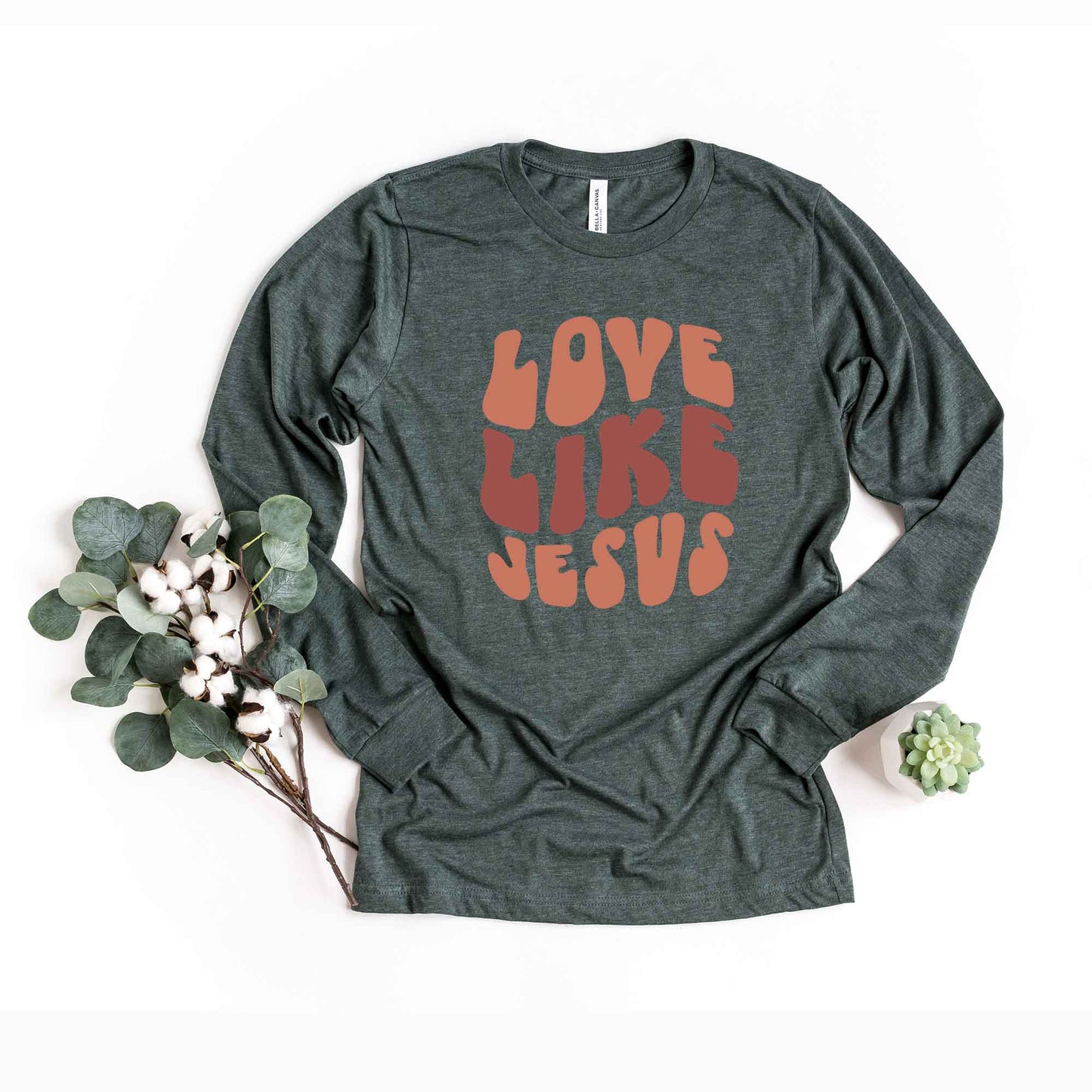 Retro Love Like Jesus | Long Sleeve Crew Neck