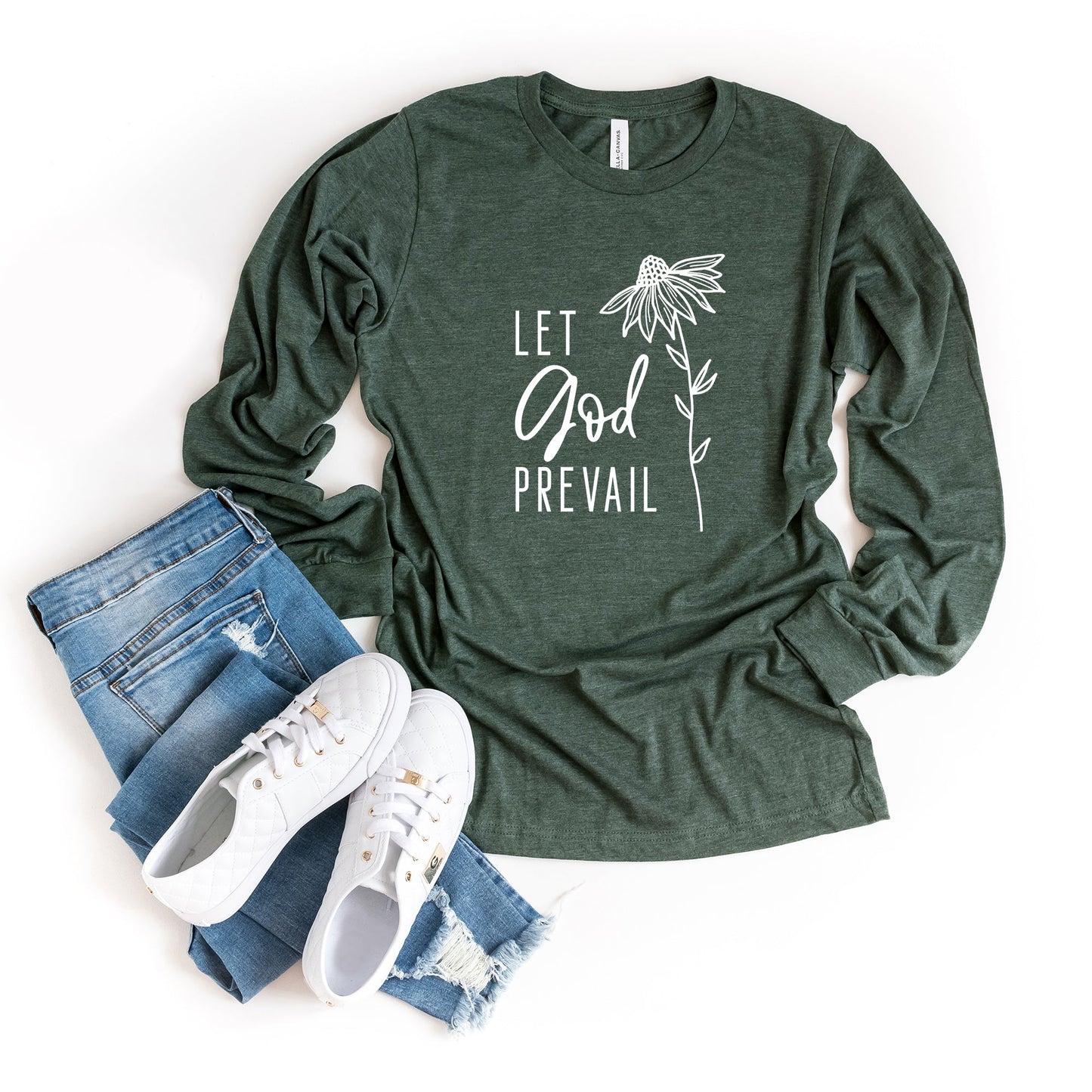 Let God Prevail Floral | Long Sleeve Crew Neck