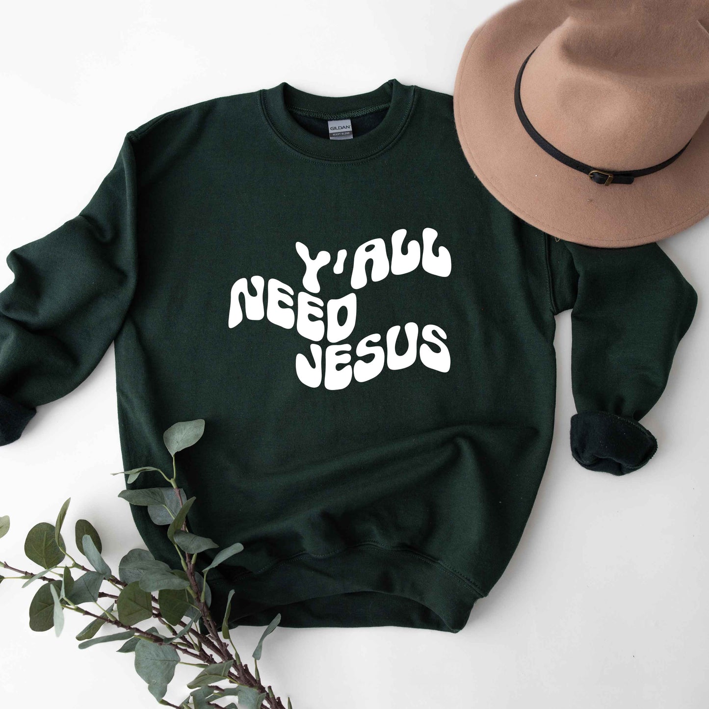 Retro Y'all Need Jesus Wavy | Sweatshirt