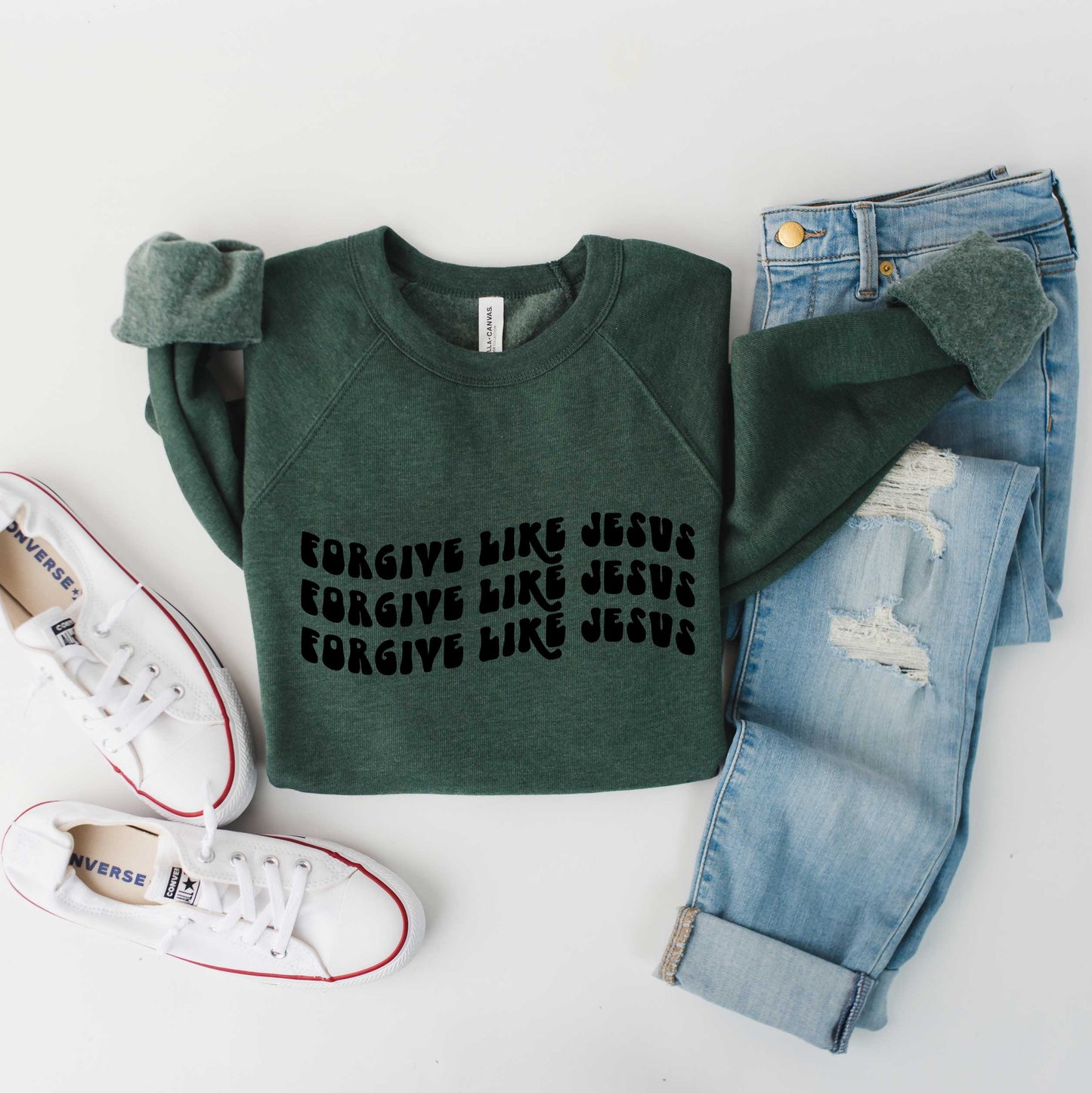 Forgive Like Jesus Stacked Wavy | Bella Canvas Premium Sweatshirt