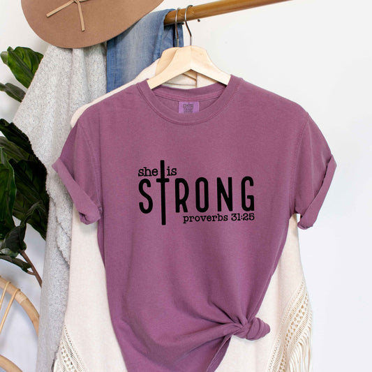 She Is Strong Cross | Garment Dyed Tee