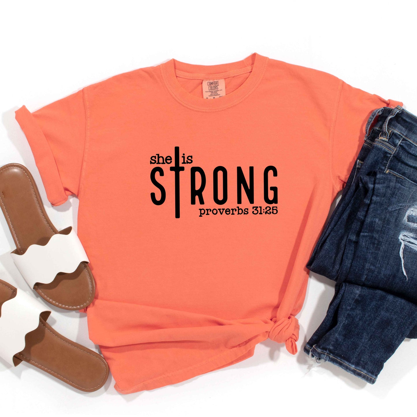 She Is Strong Cross | Garment Dyed Tee