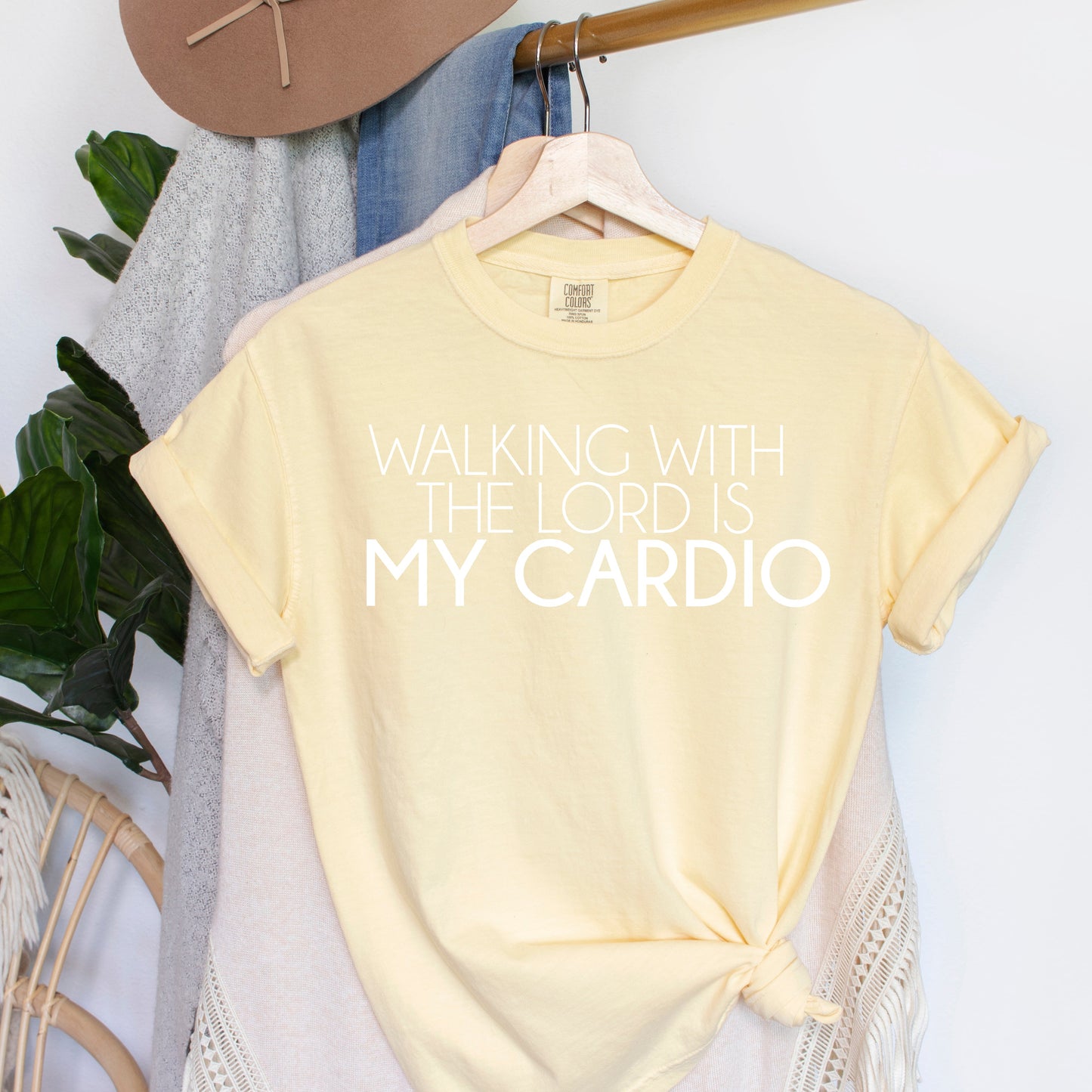 Walking With The Lord Is My Cardio | Garment Dyed Tee