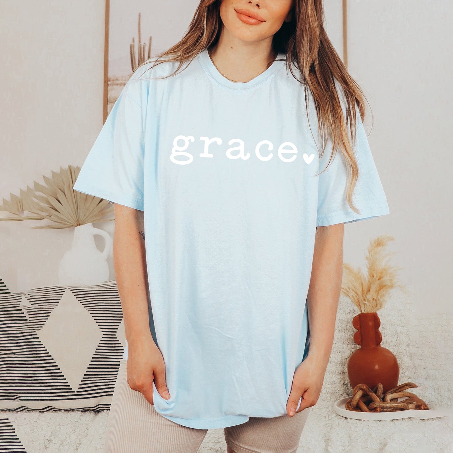 Grace Typewriter With Heart | Garment Dyed Tee