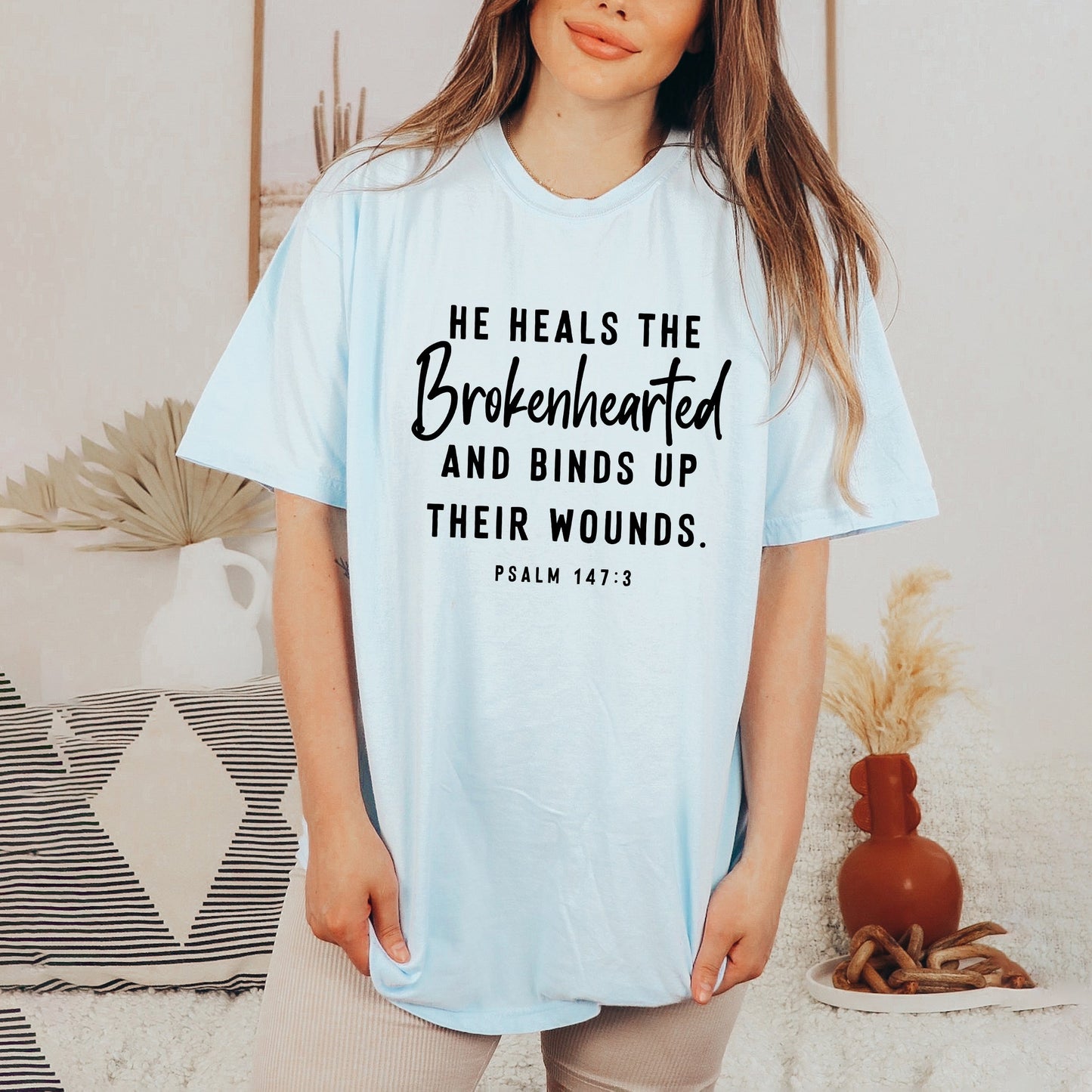 He Heals The Brokenhearted Script | Garment Dyed Tee