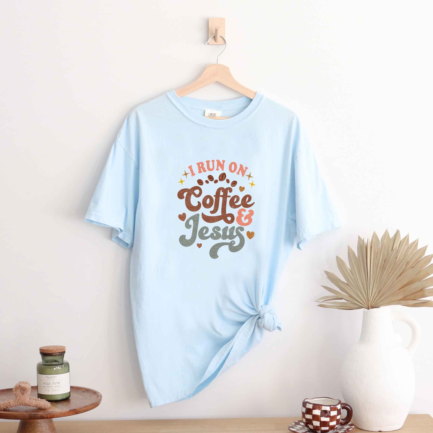 Coffee And Jesus Colorful | Garment Dyed Tee