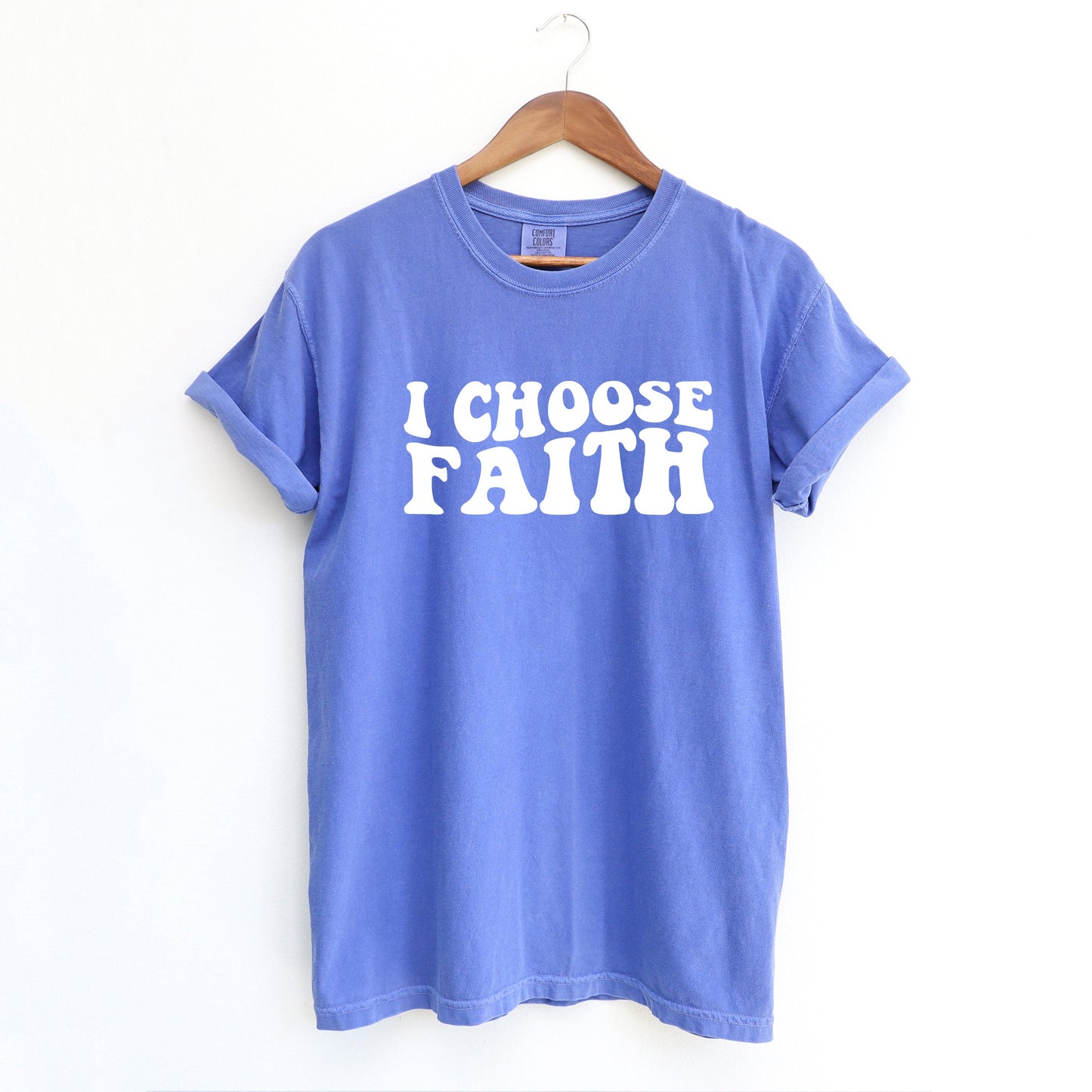 Retro I Choose Faith Wavy | Garment Dyed Tee