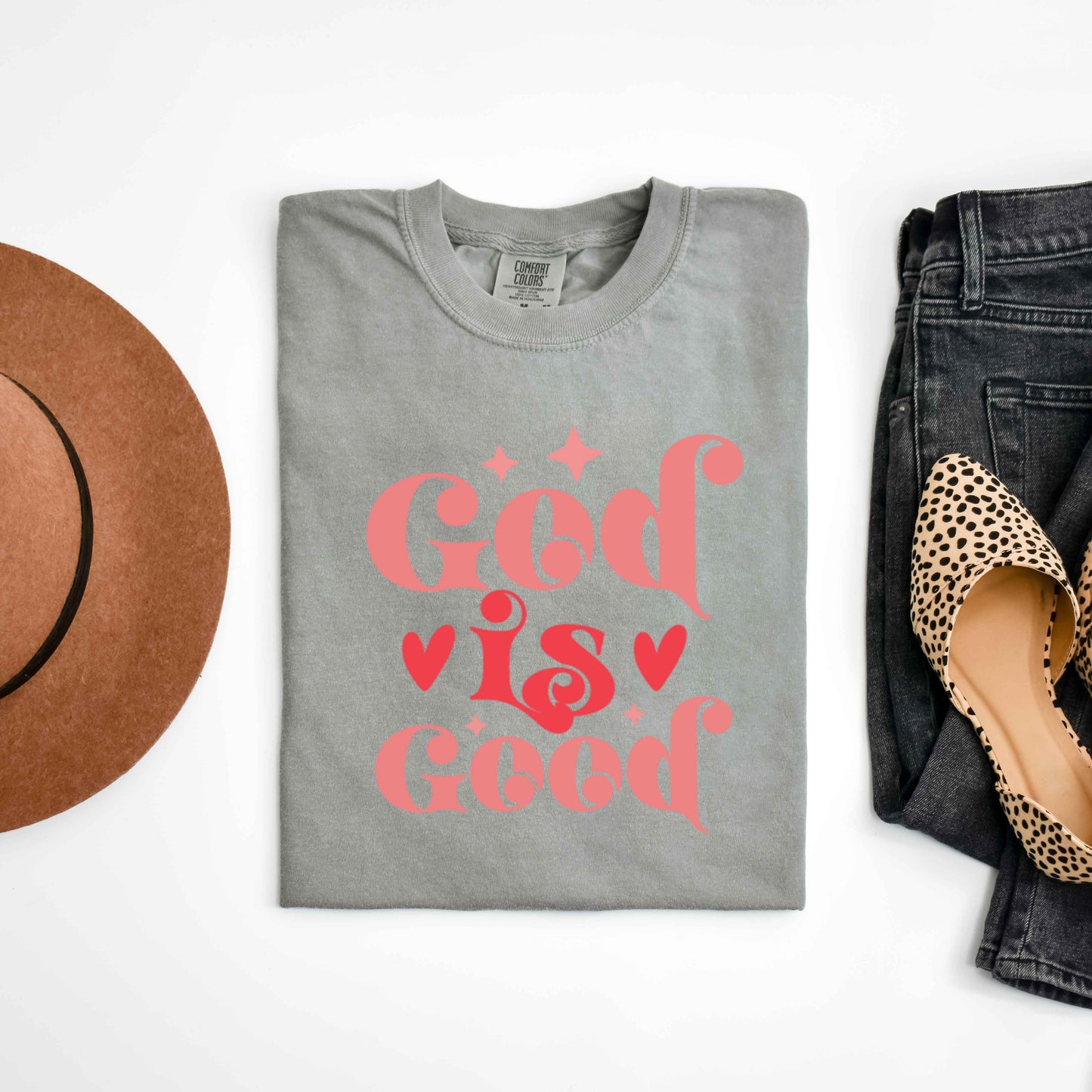 God is Good Hearts | Garment Dyed Tee