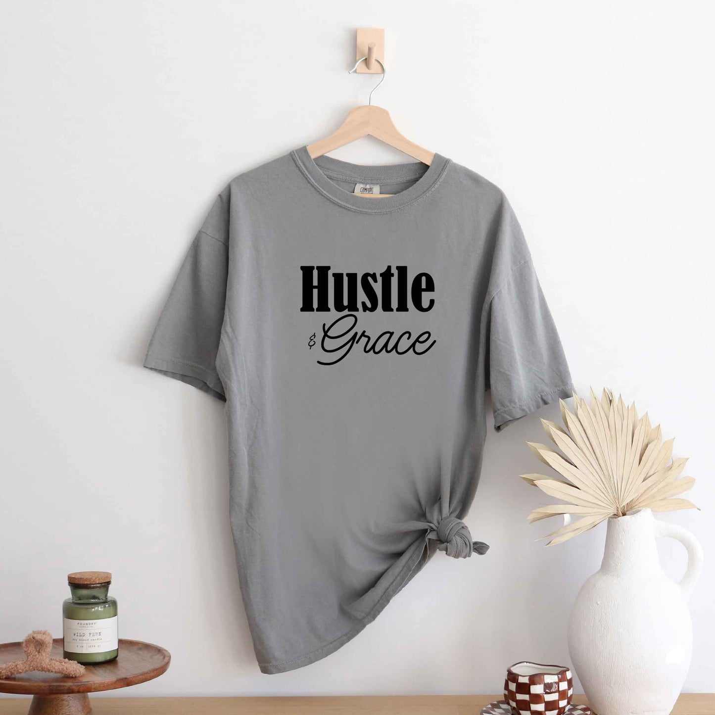 Hustle And Grace Cursive | Garment Dyed Tee