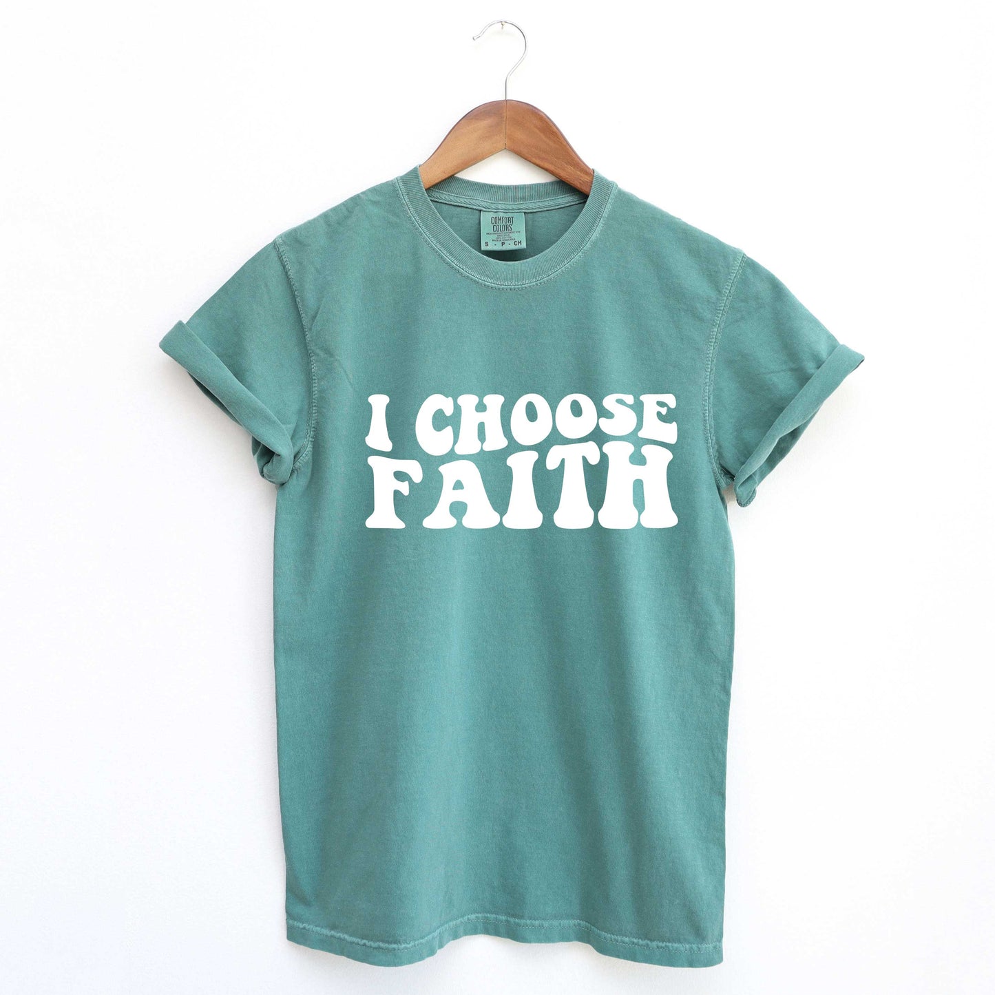 Retro I Choose Faith Wavy | Garment Dyed Tee