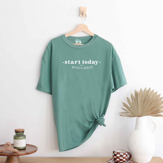 Start Today With Jesus Heart | Garment Dyed Tee