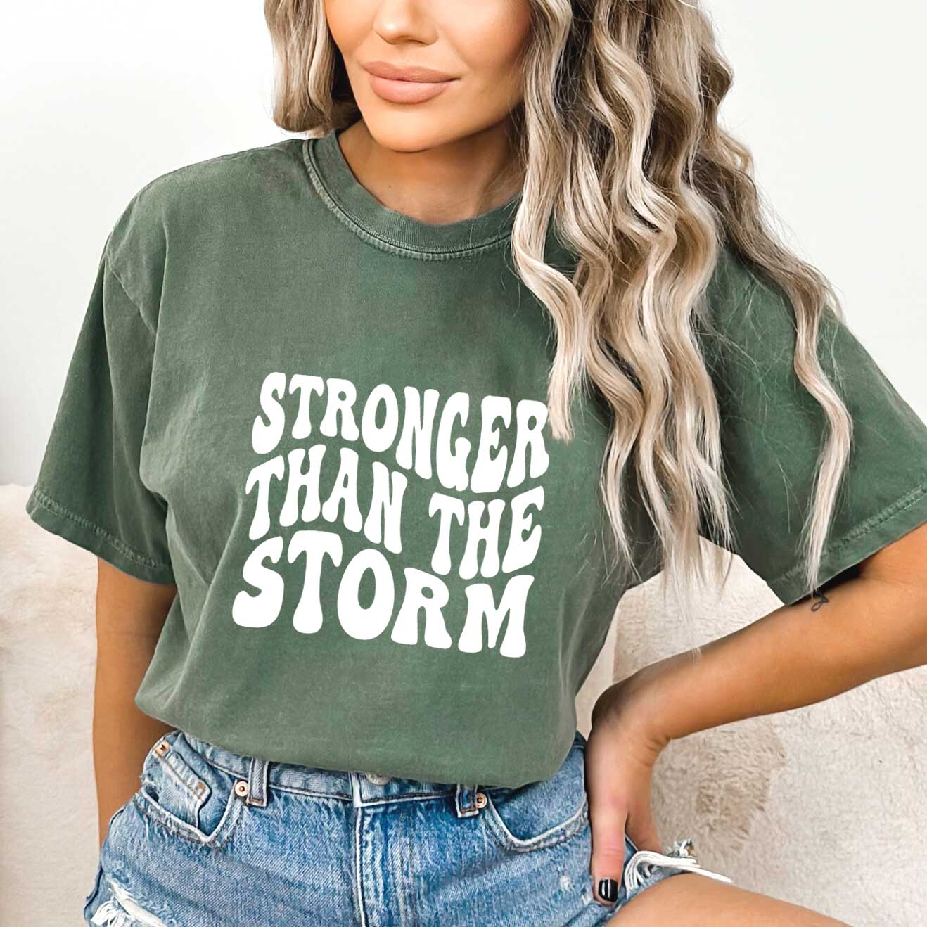 Retro Stronger Than The Storm Wavy | Garment Dyed Tee