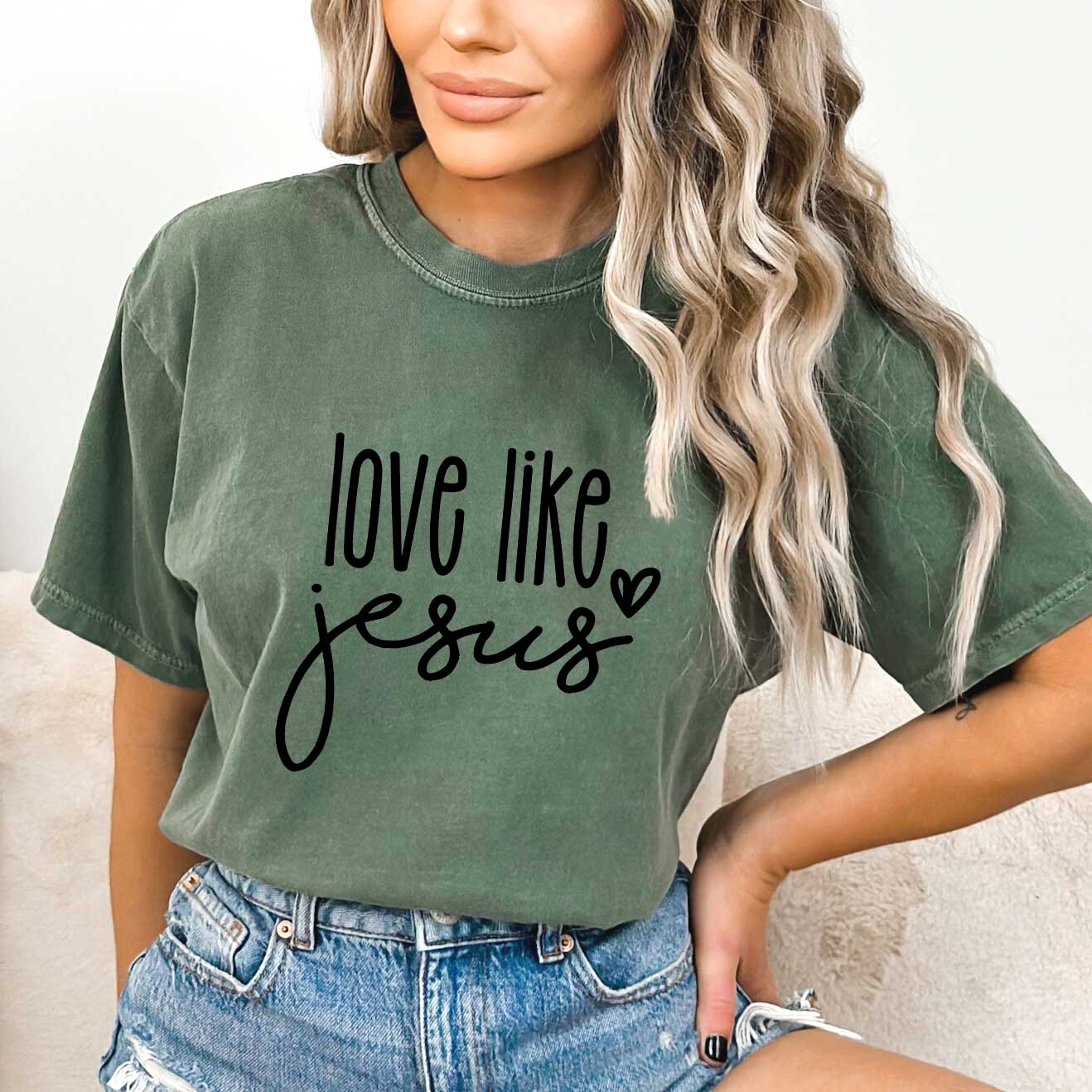 Love Like Jesus Cursive Heart | Garment Dyed Tee