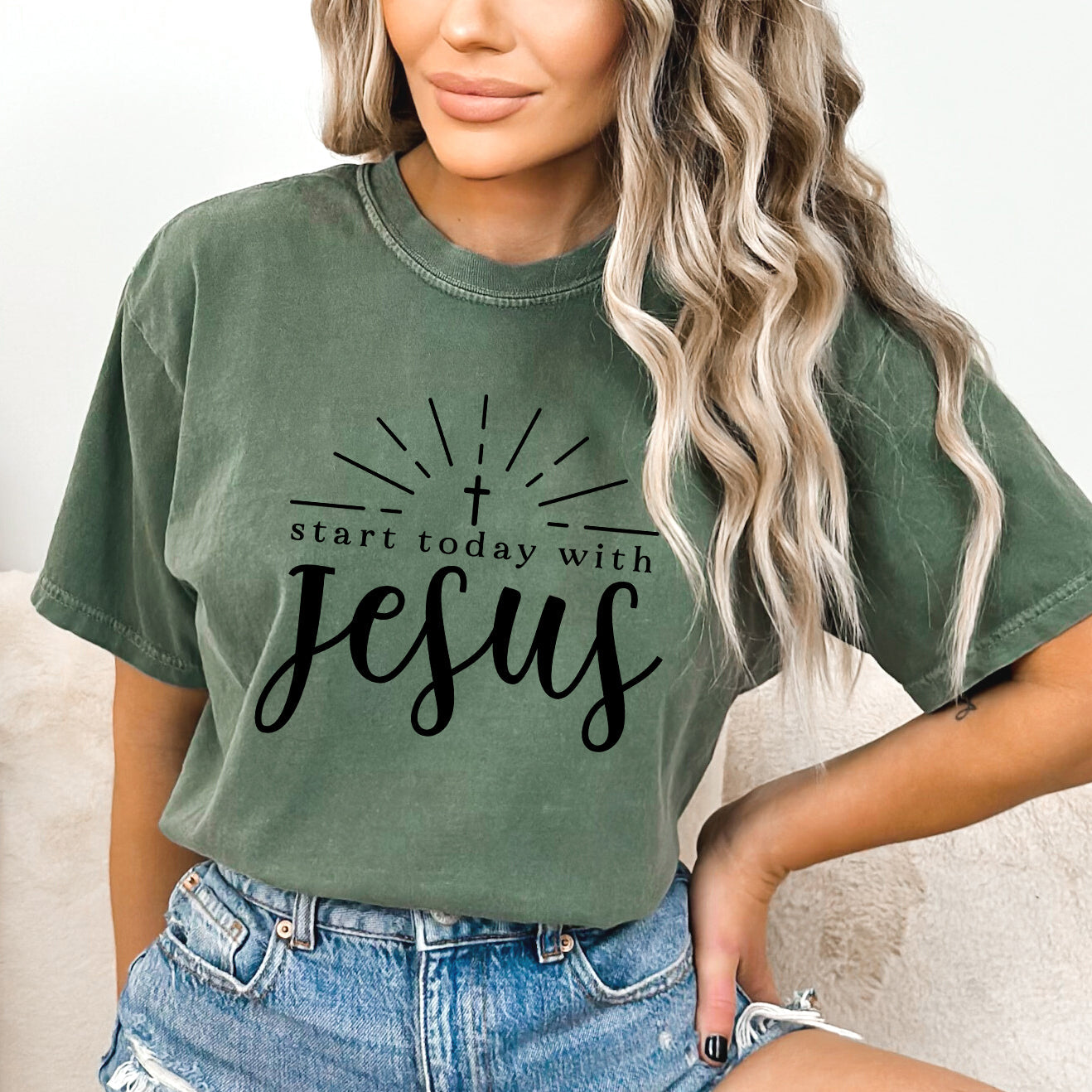 Start Today With Jesus | Garment Dyed Tee