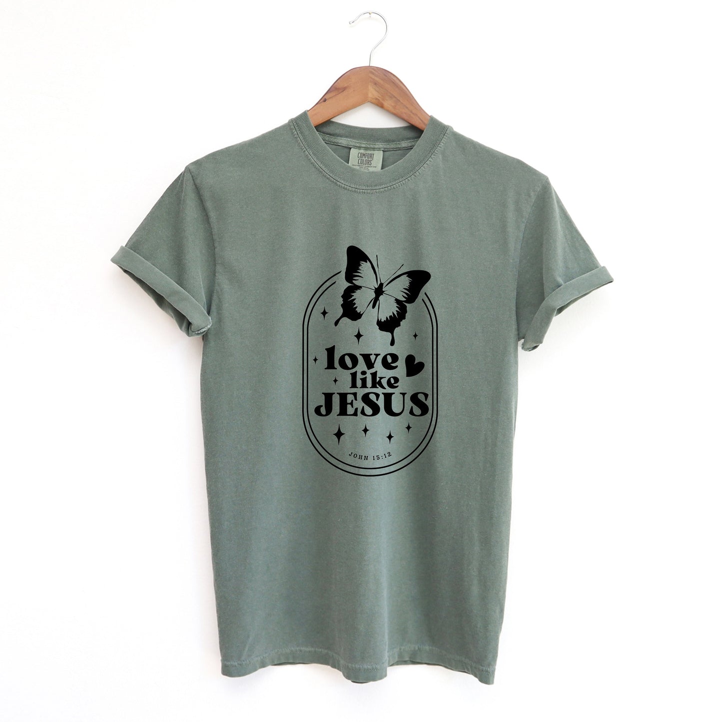 Love Like Jesus Butterfly Oval | Garment Dyed Tee