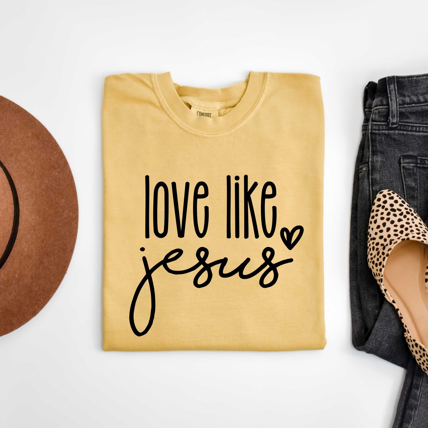 Love Like Jesus Cursive Heart | Garment Dyed Tee