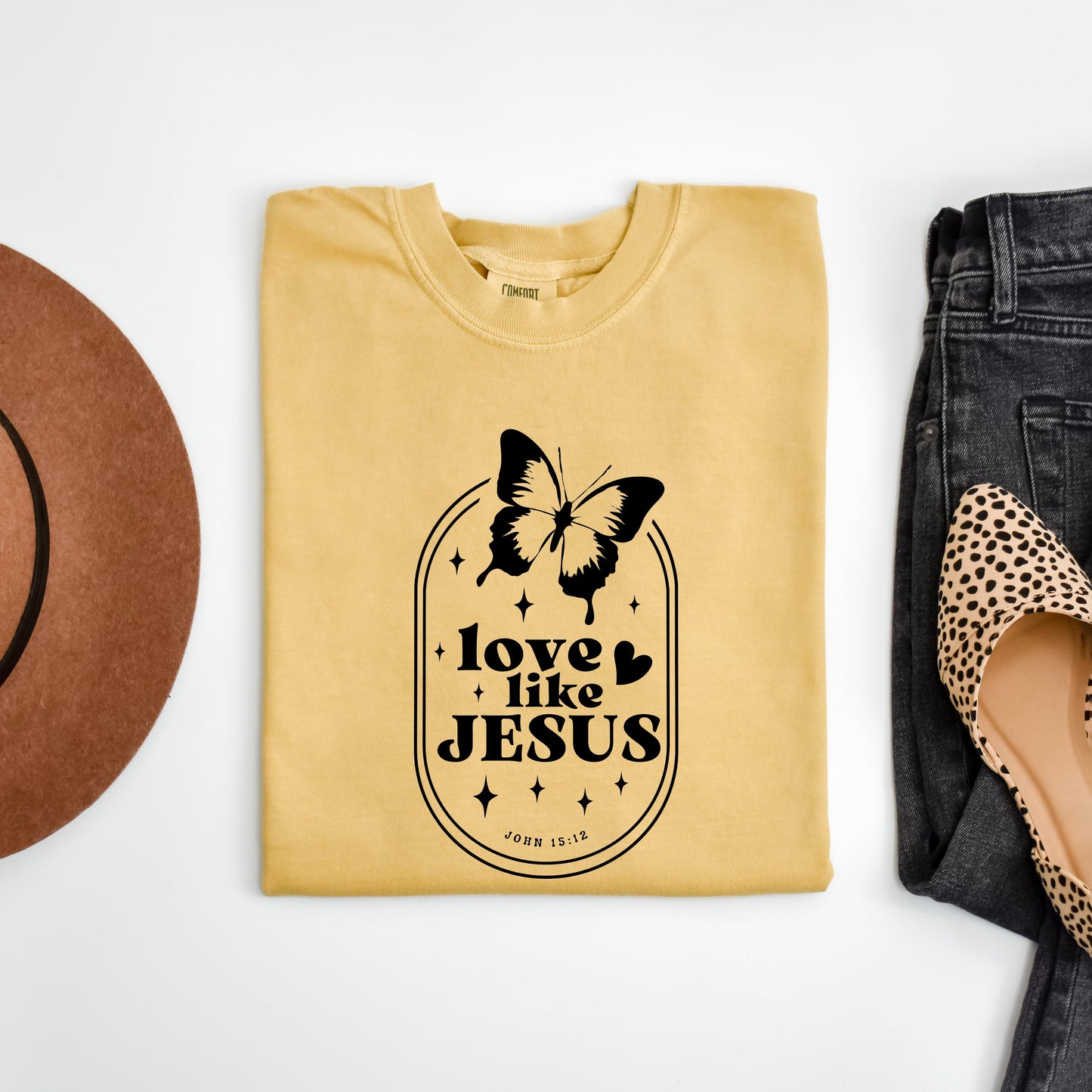 Love Like Jesus Butterfly Oval | Garment Dyed Tee