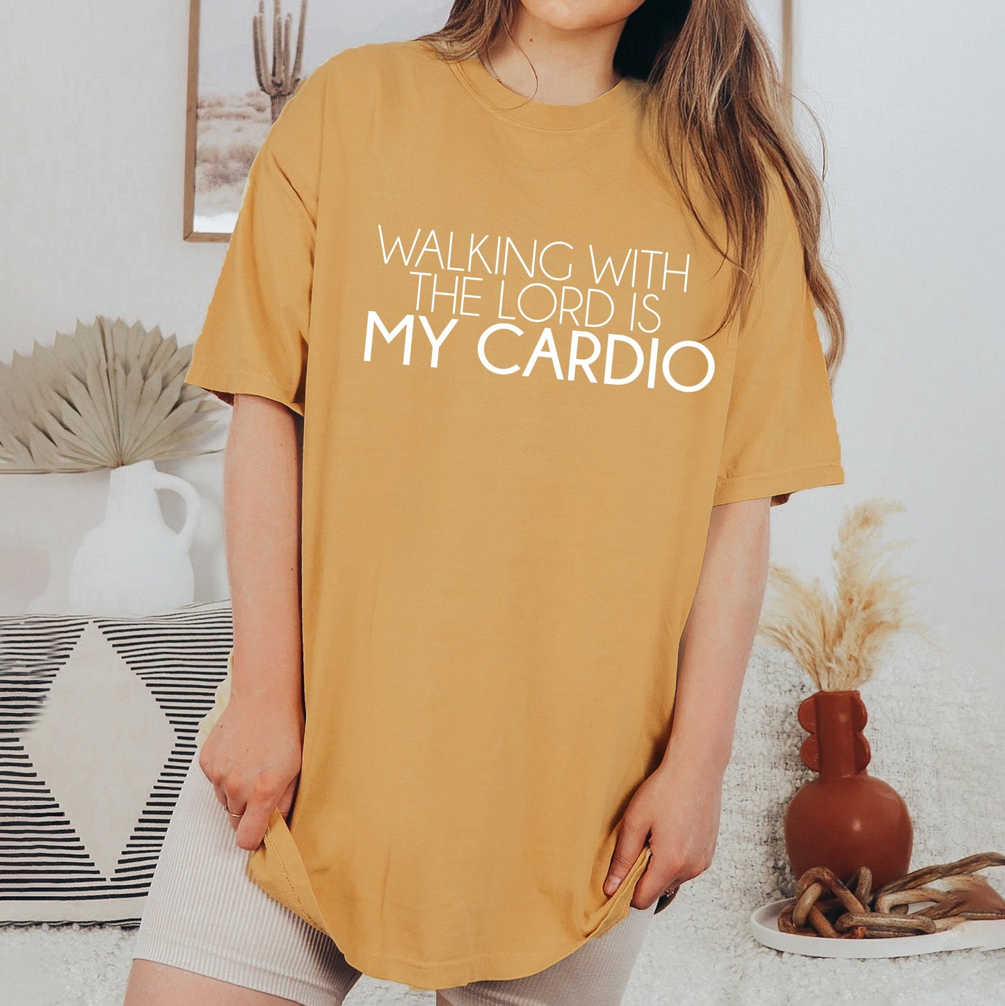 Walking With The Lord Is My Cardio | Garment Dyed Tee