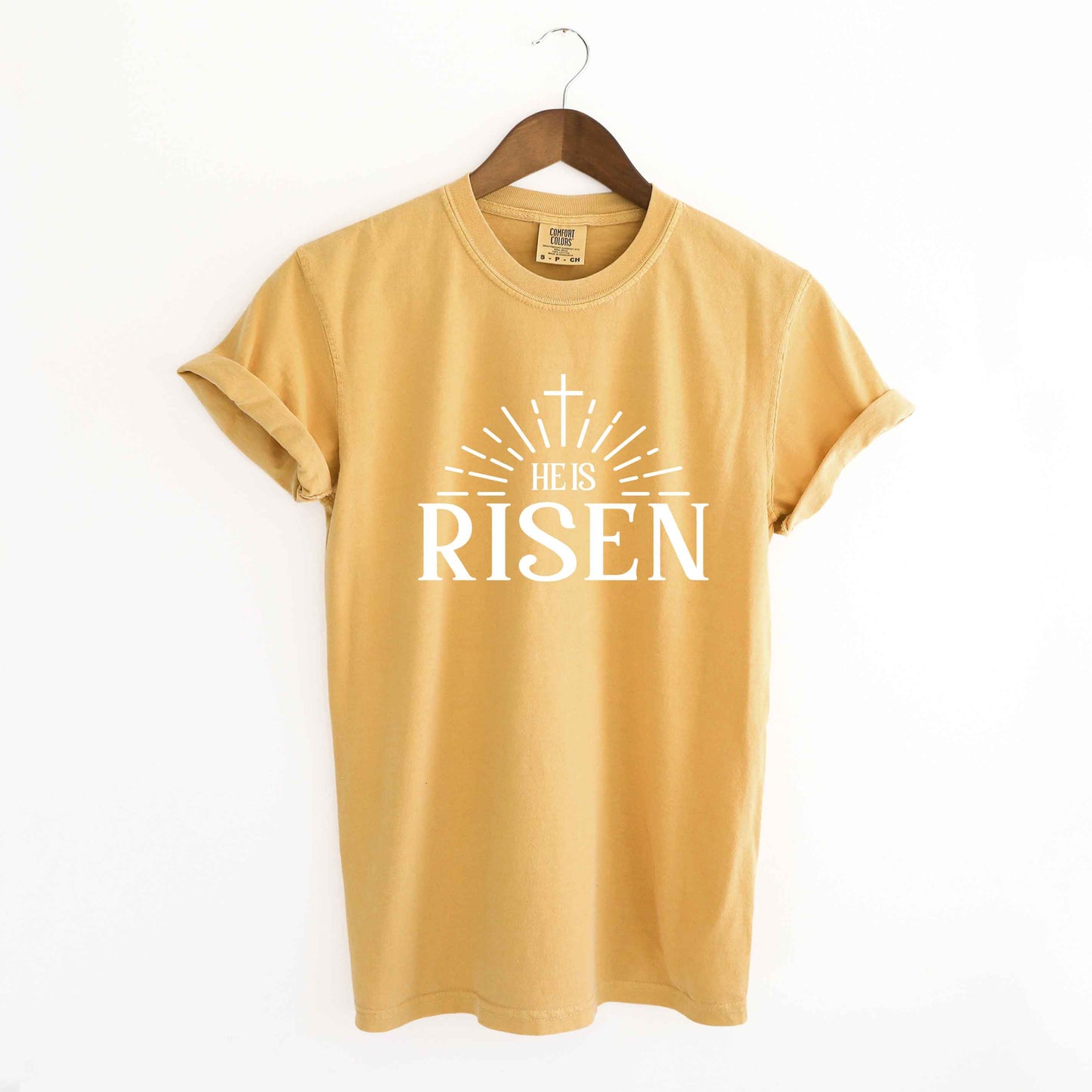 He Is Risen Cross In Sun Ray | Garment Dyed Tee