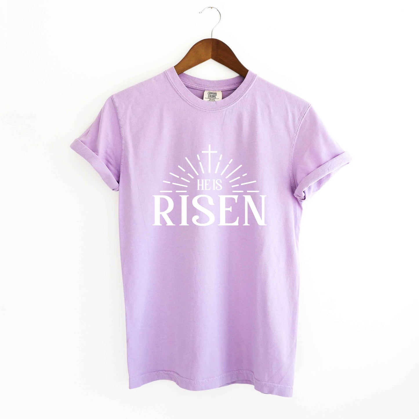 He Is Risen Cross In Sun Ray | Garment Dyed Tee