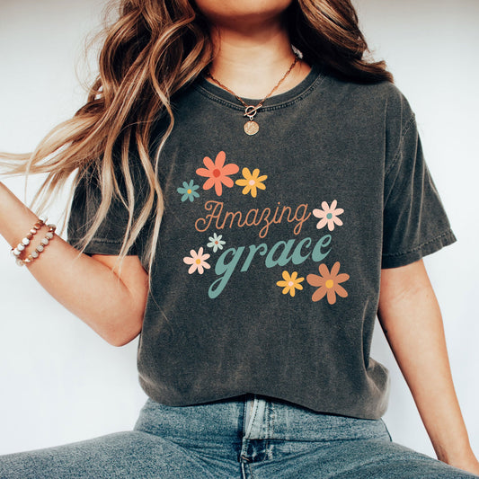 Amazing Grace Flowers | Garment Dyed Tee