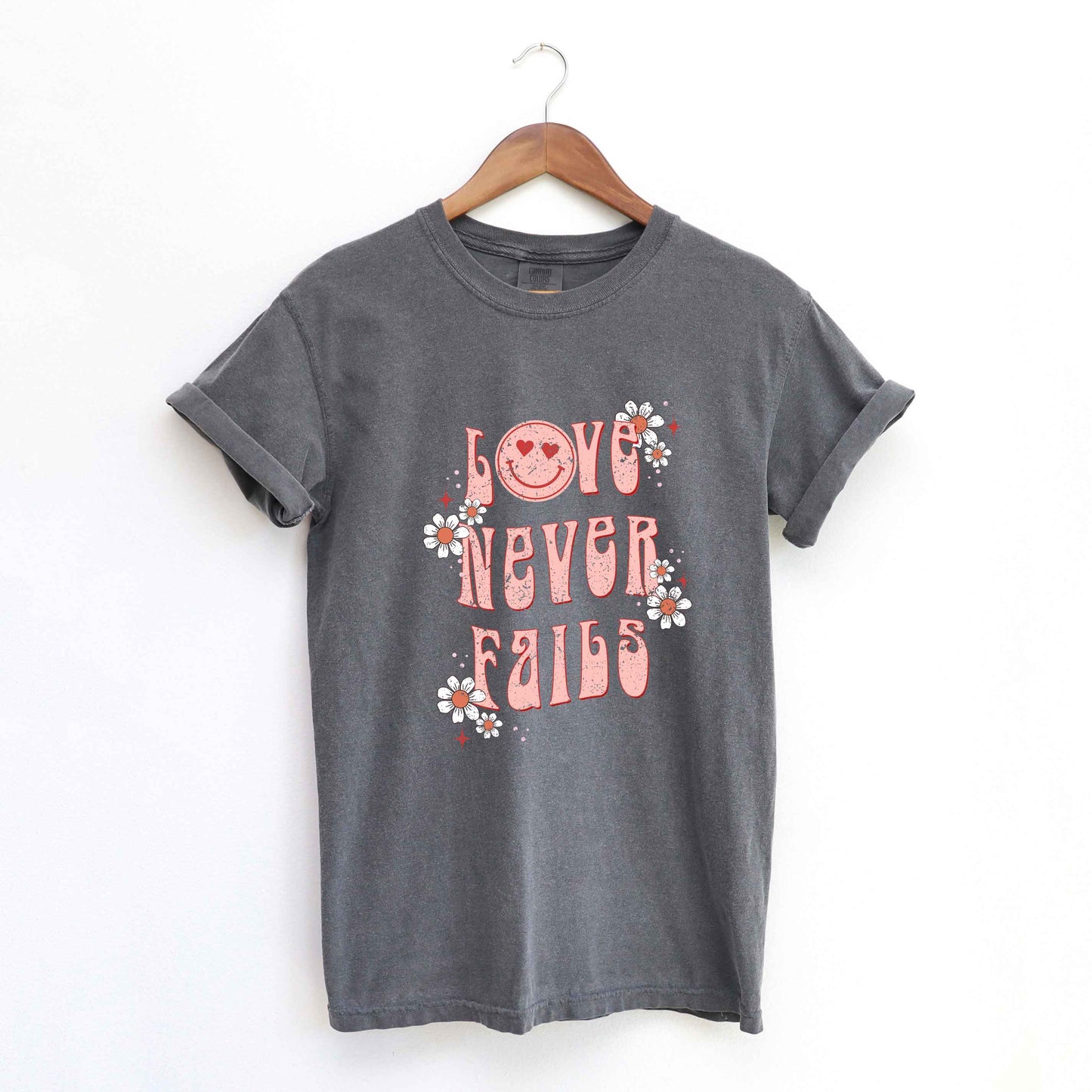 Love Never Fails Smiley | Garment Dyed Tee