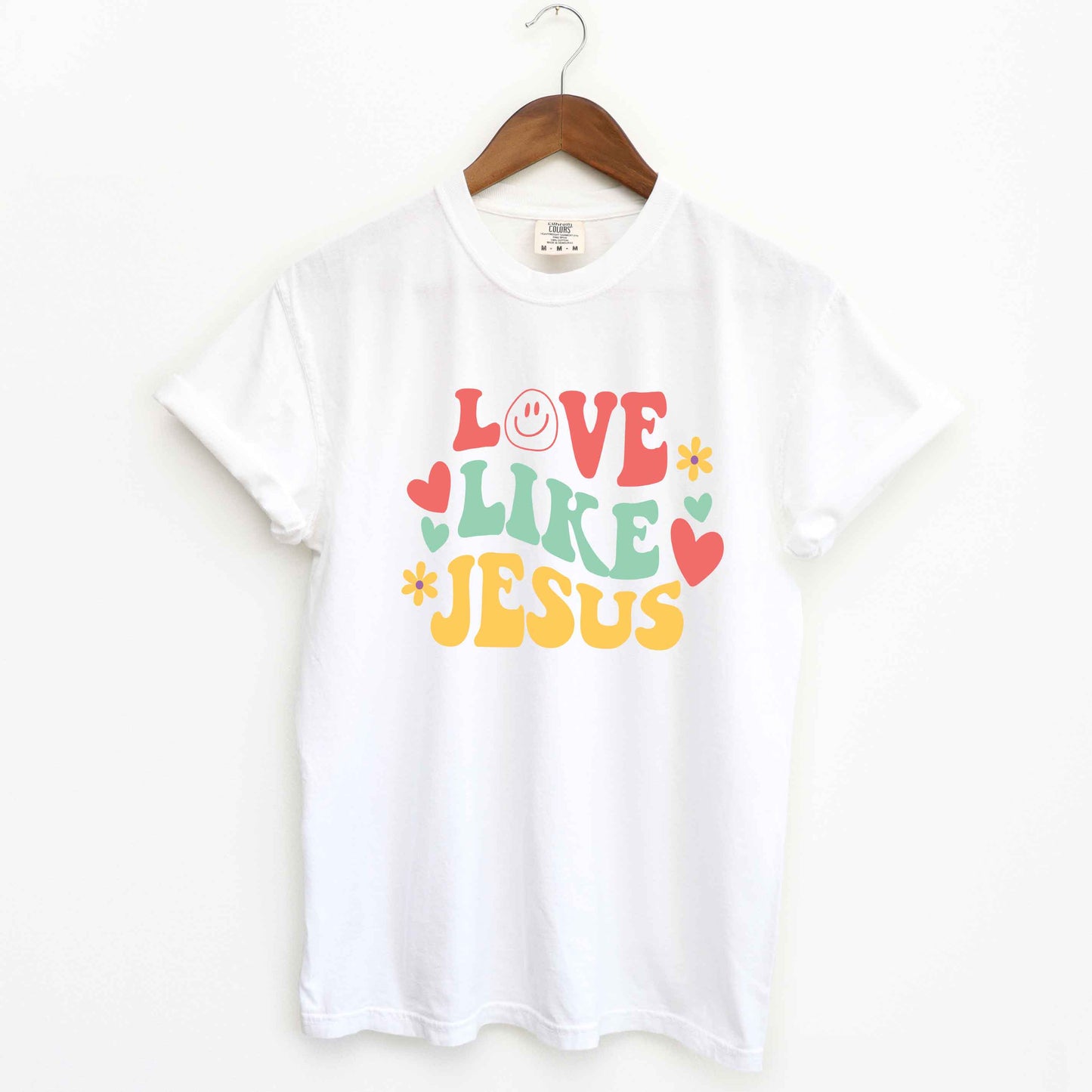 Love Like Jesus Retro Flowers | Garment Dyed Tee