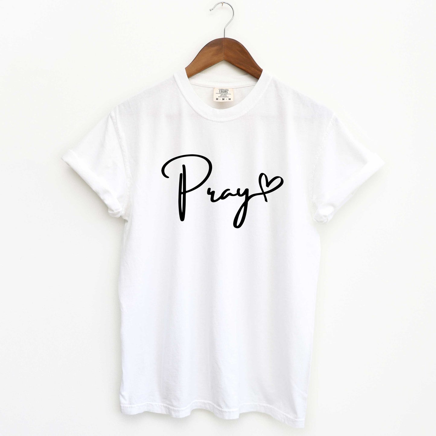 Pray Cursive Heart | Garment Dyed Tee