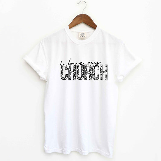 I Love My Church Leopard | Garment Dyed Tee