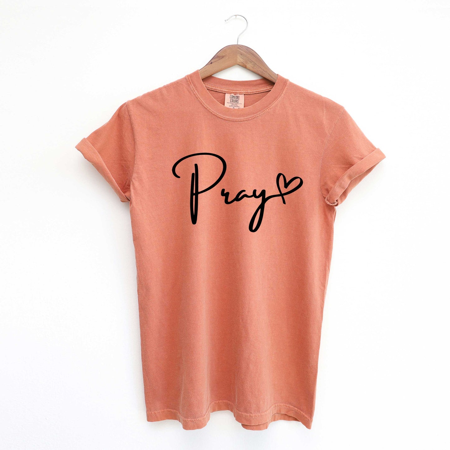 Pray Cursive Heart | Garment Dyed Tee