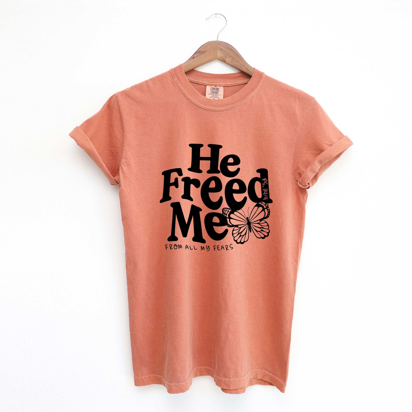 He Freed Me Butterfly | Garment Dyed Tee