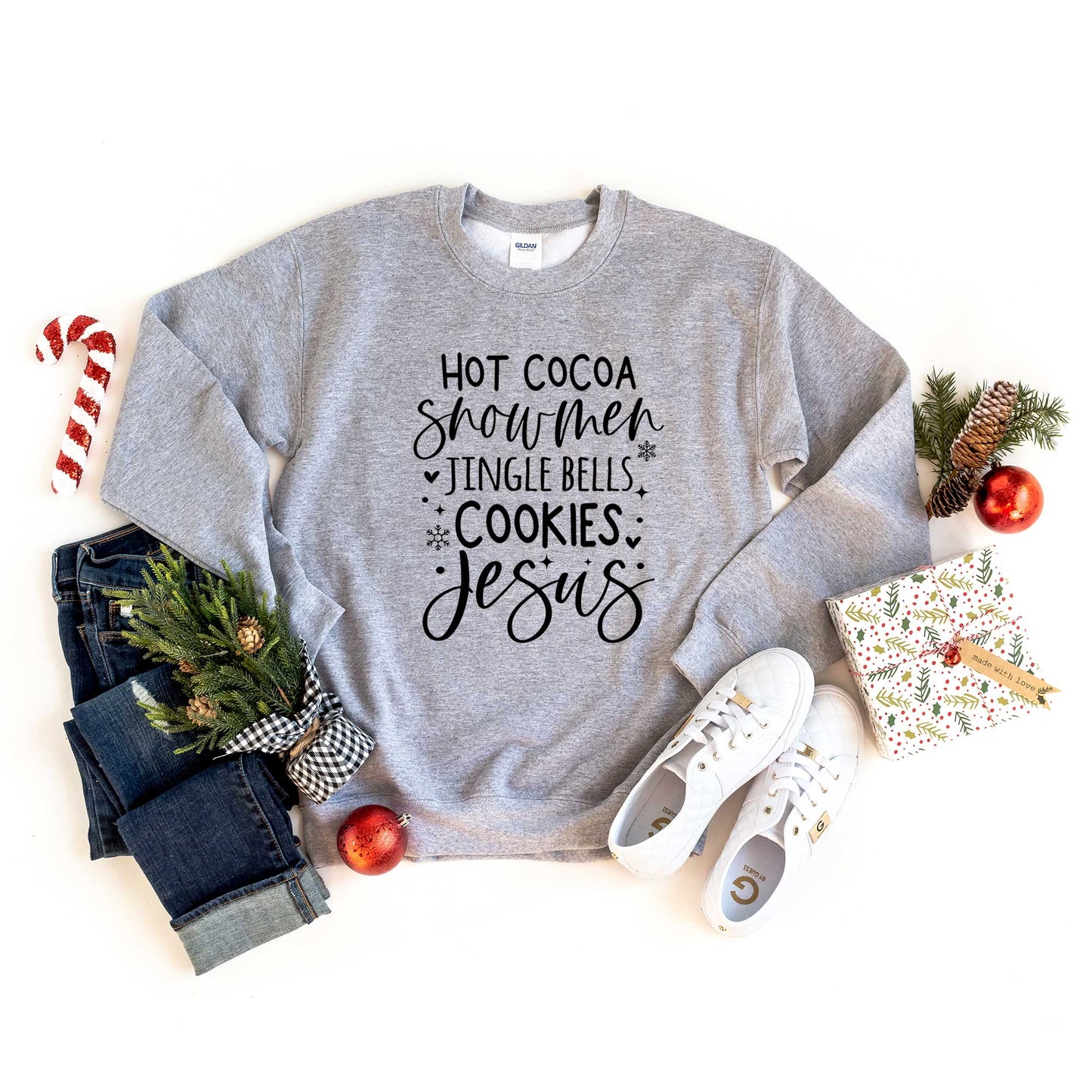 Hot Cocoa Snowmen Jesus | Sweatshirt