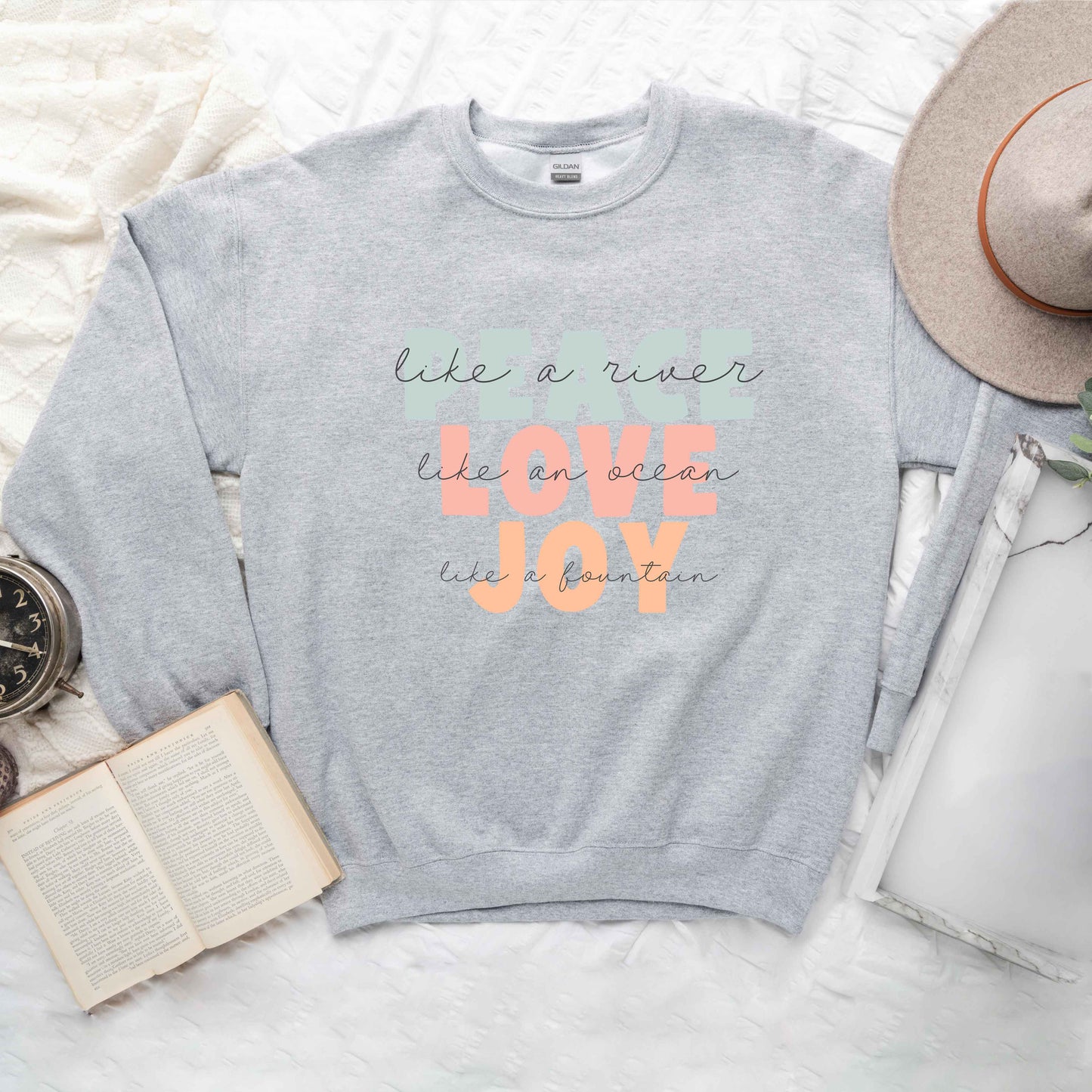 Peace Love Joy Colorful With Scripture | Sweatshirt