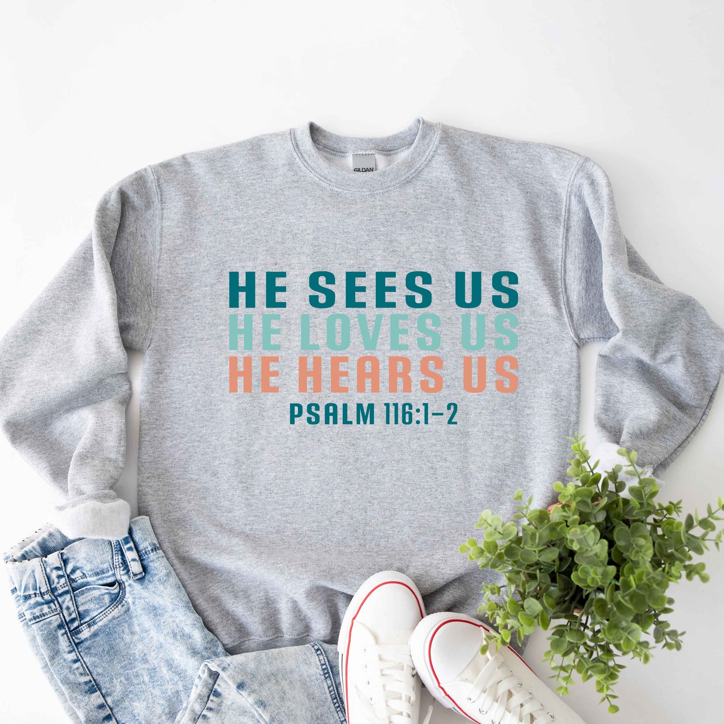 He Sees Us Colorful Words | Sweatshirt